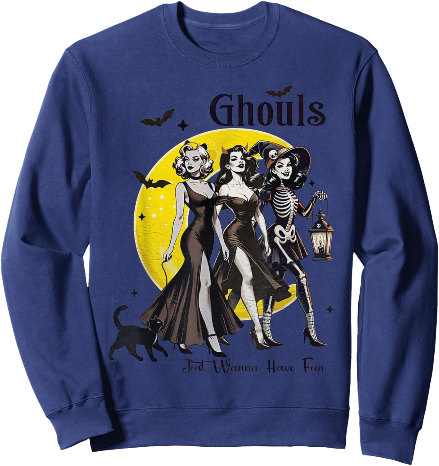 Ghouls Just Wanna Have Fun Women Funny Halloween Sweatshirt - Sweatshirt | Navy