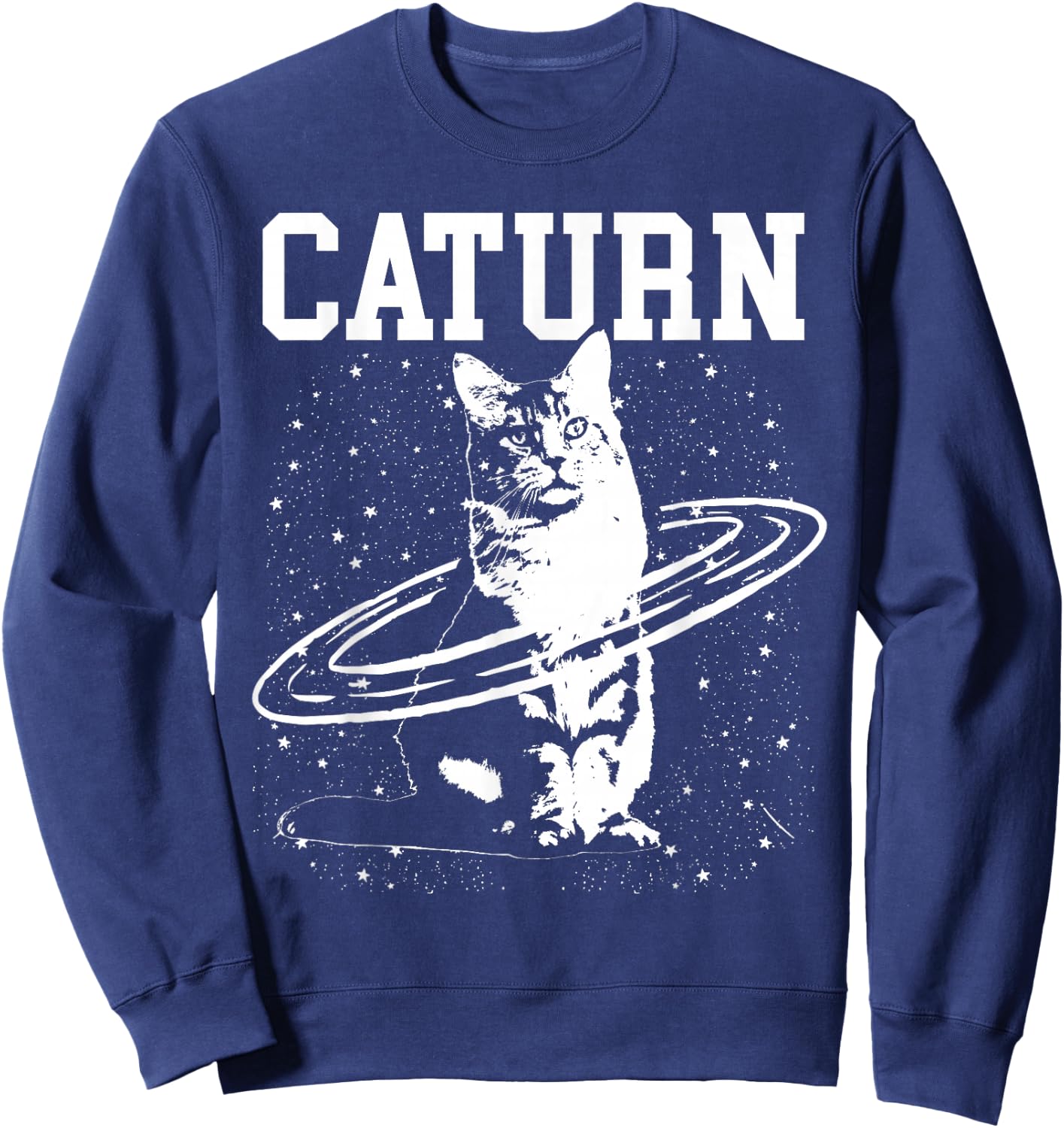 Caturn Saturn Space Cat Sweatshirt - Sweatshirt | Navy