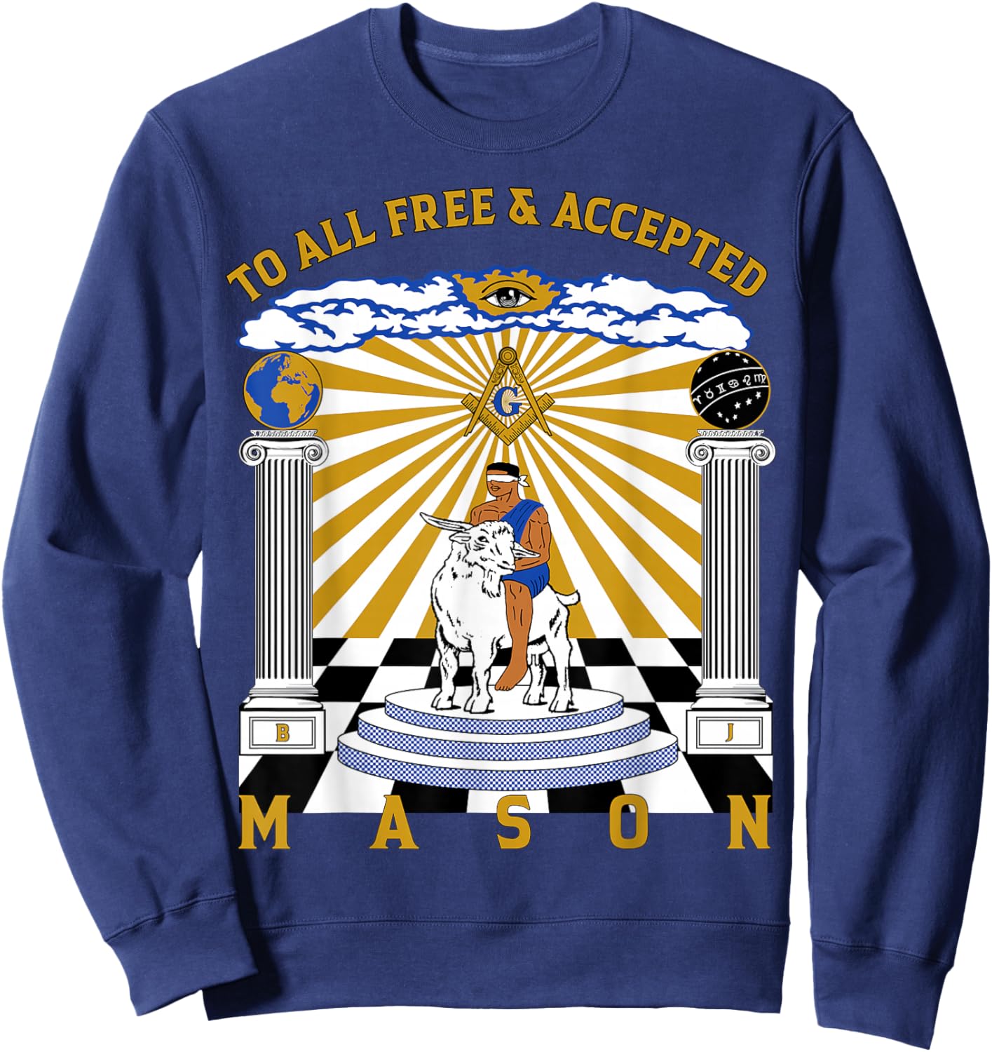 Masonic To All Free & Accepted Masons GOAT Rider Christmas Sweatshirt - Sweatshirt | Navy