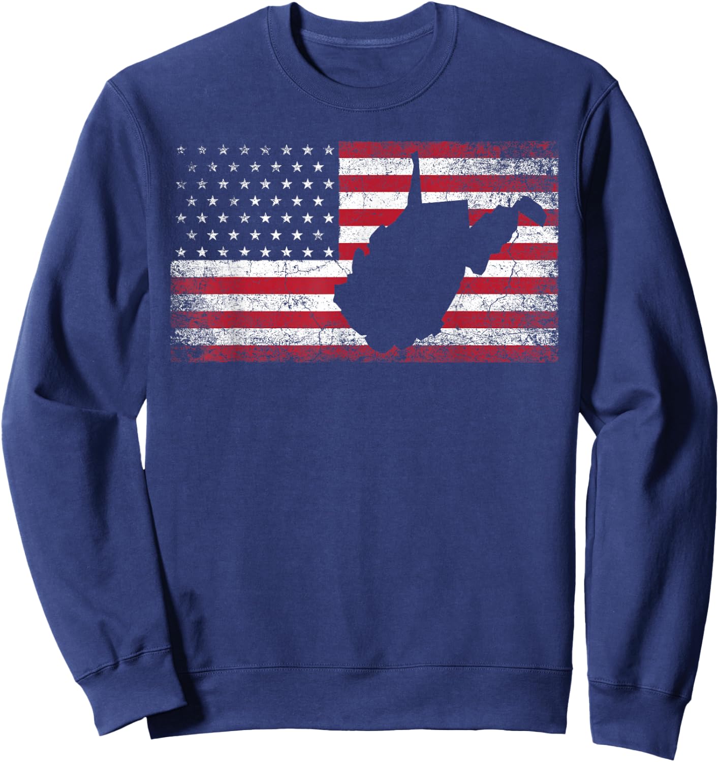 American Flag 4th of July West Virginia WV Vintage Men Women Sweatshirt - Sweatshirt | Navy