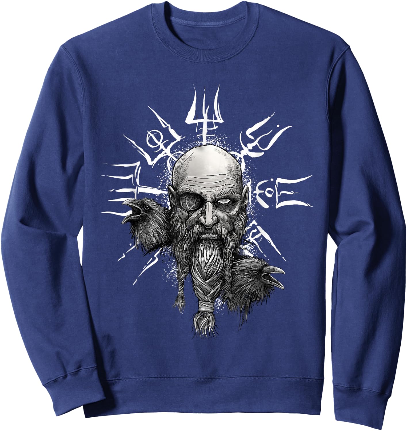 Vikings Vegvisir Odin with Hugin und Munin | Nordic Vikings Sweatshirt - Sweatshirt | Navy