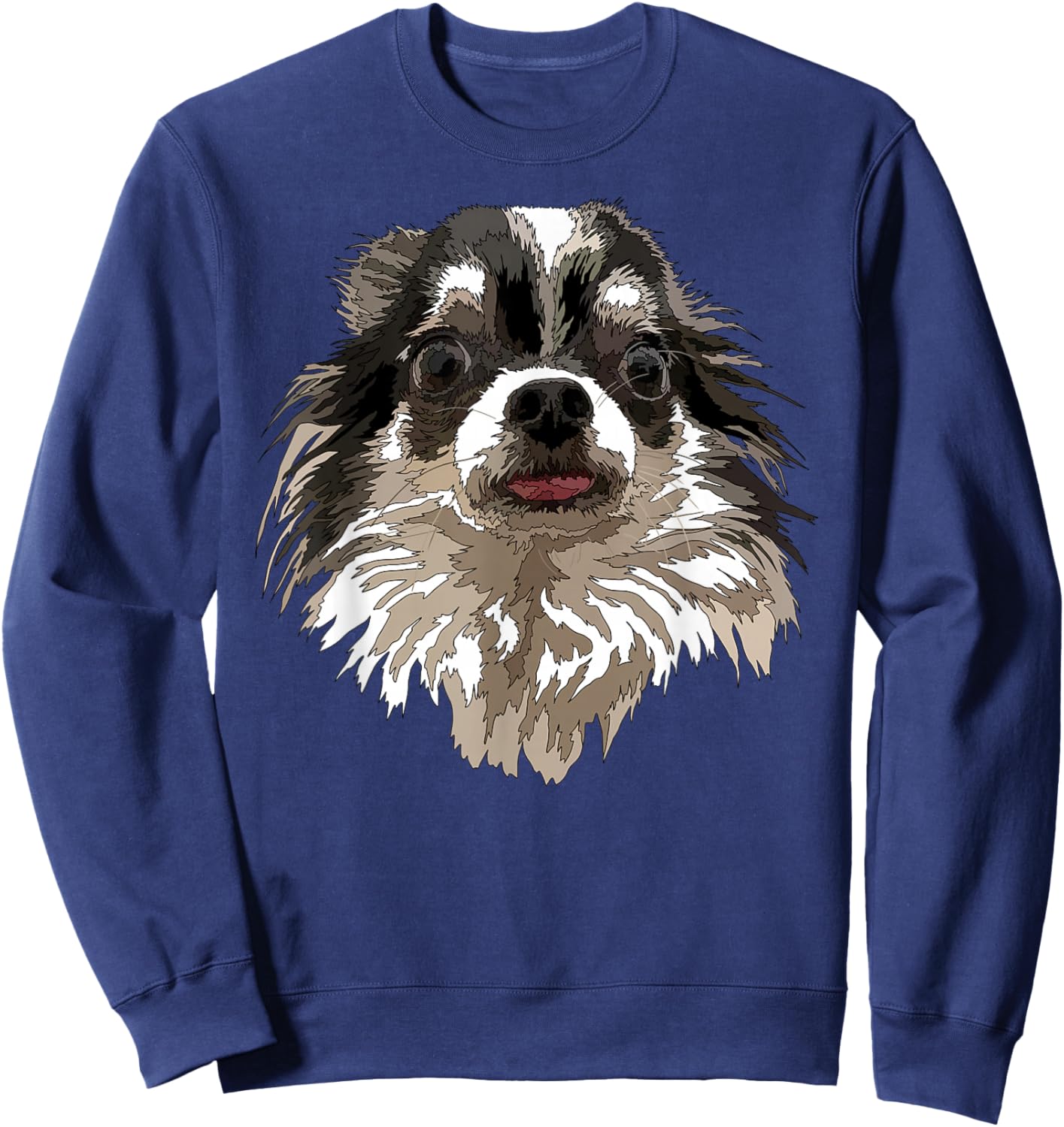 Raf THE ARTIST Designs Funny Chihuahua Long Hair Chiwawa Gift Chihuahua Lovers, -Adults, Girls, Black, Short Sleeve, Small Sweatshirt - Sweatshirt | Navy