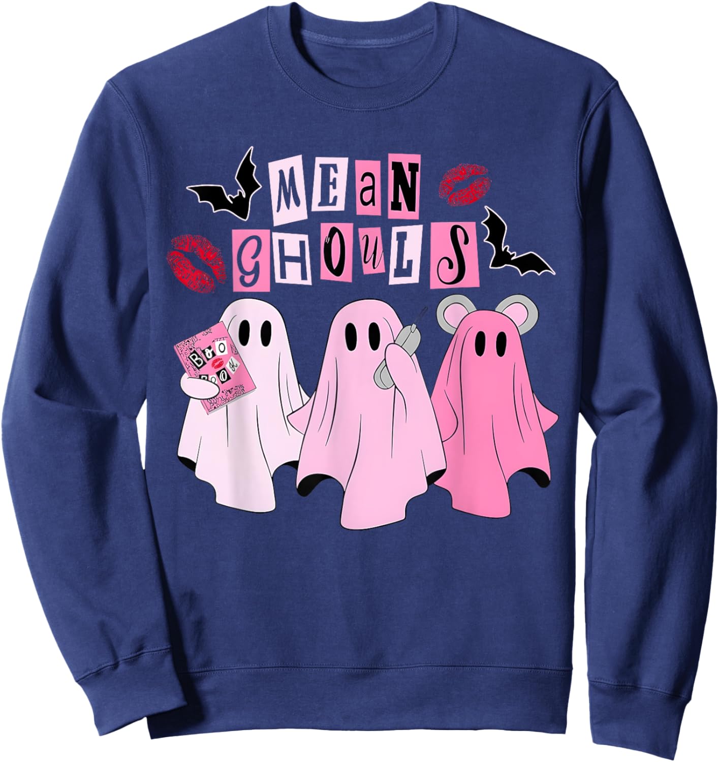 Cute Ghost Mean Ghouls Halloween Costume Spooky Season Girls Sweatshirt - Sweatshirt | Navy