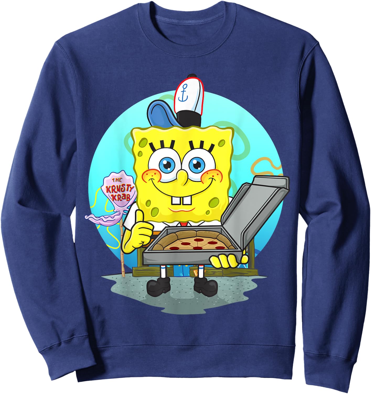 Mademark x SpongeBob SquarePants - The Krusty Krab Pizza Delivery Sweatshirt - Sweatshirt | Navy