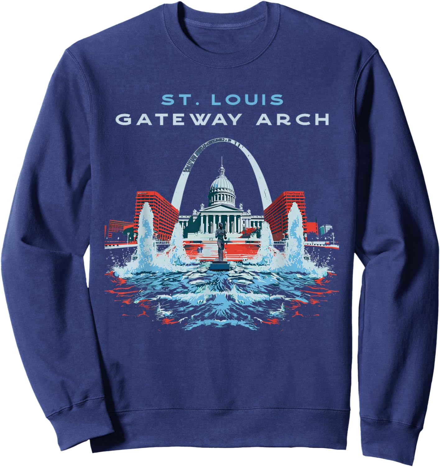 St. Louis Gateway Arch Missouri Retro Vintage Sweatshirt - Sweatshirt | Navy