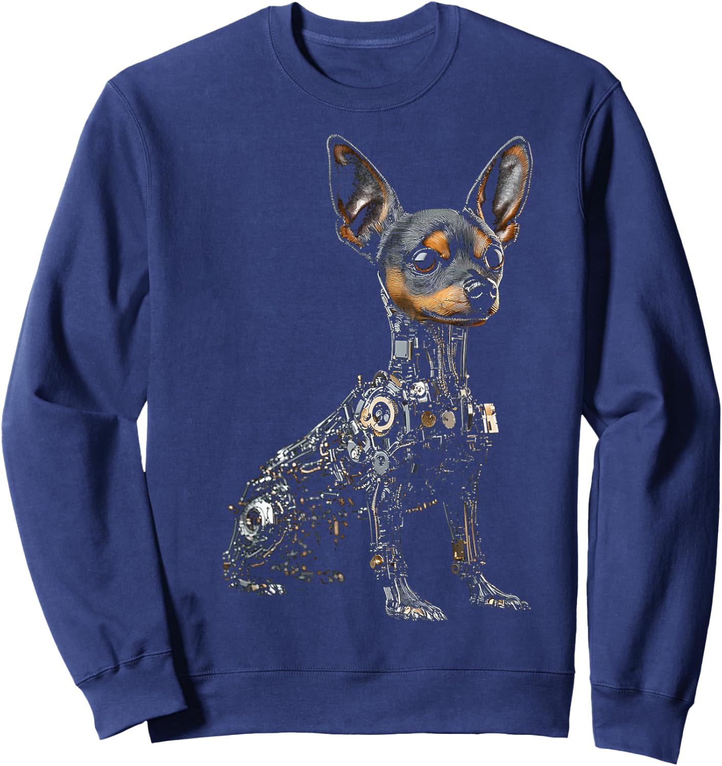 Toy Terrier Dog Motif Pet Artwork Toy Terrier Sweatshirt - Sweatshirt | Navy