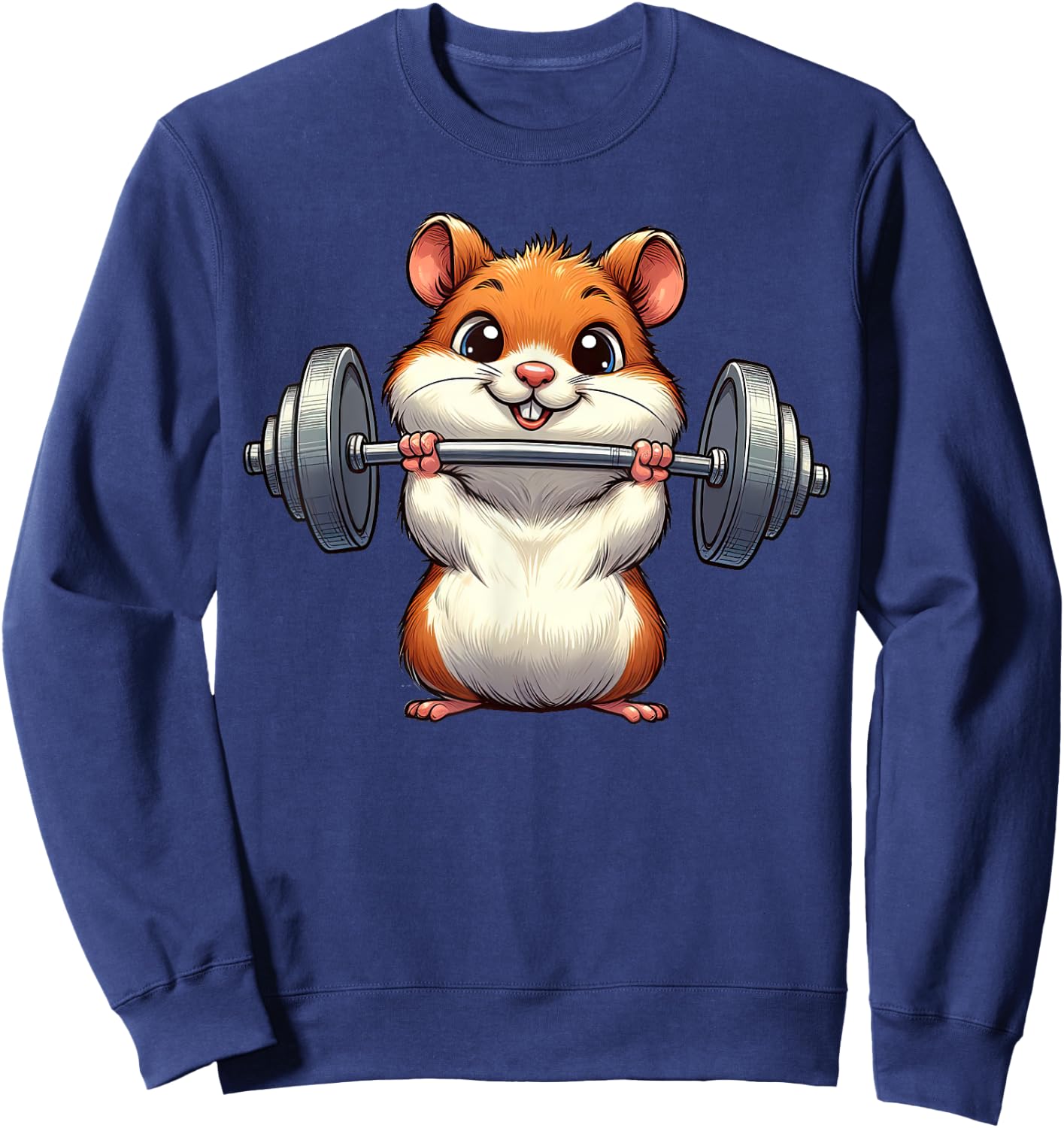 Cute Hamster Weightlifting Fitness Gym Bodybuilding Sweatshirt - Sweatshirt | Navy