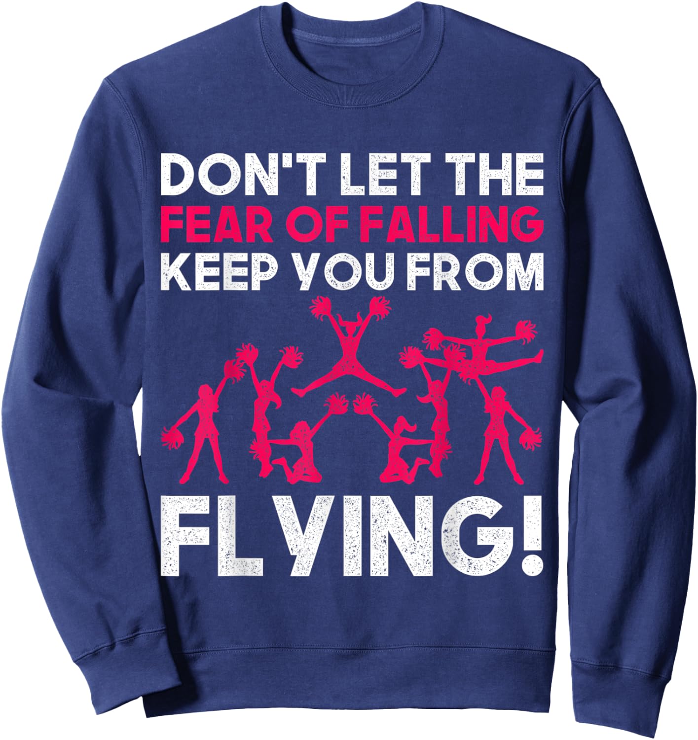 Funny Cheerleader Flying and Falling Cheerleading Design Sweatshirt - Sweatshirt | Navy