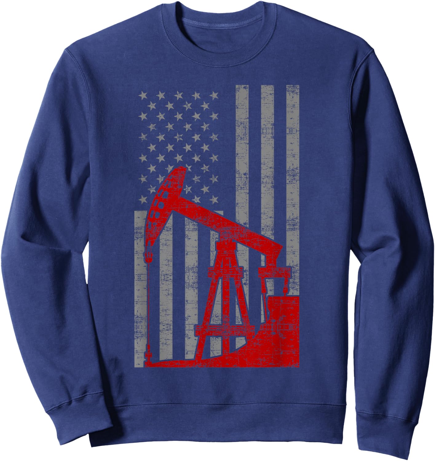 Landman USA Flag Oil Rig US Worker Funny Gift Sweatshirt - Sweatshirt | Navy