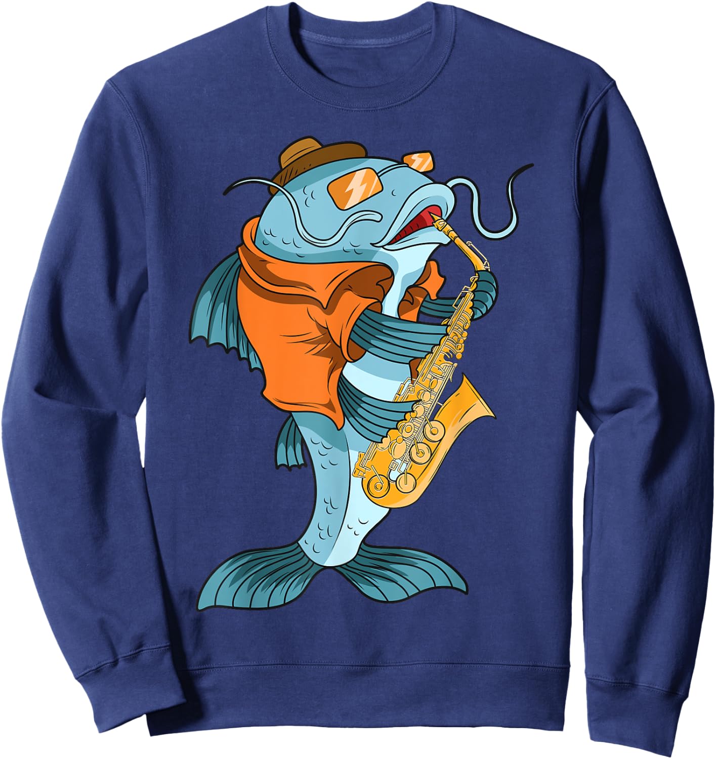 Catfish Saxophonist Saxophone Lover Musicians Fish Owner Sweatshirt - Sweatshirt | Navy