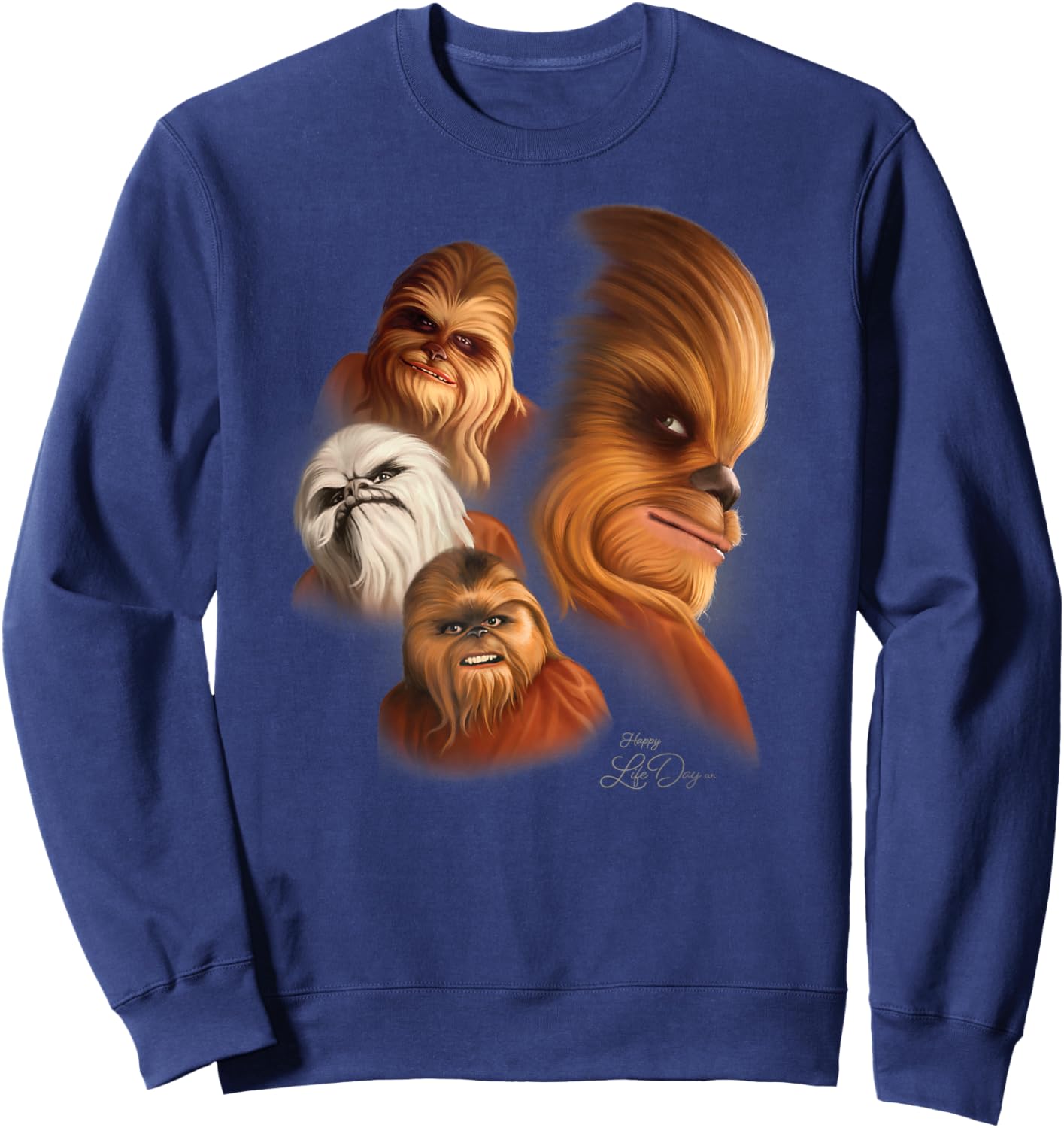 Star Wars Holiday Special Chewbacca Wookiee Happy Life Day Sweatshirt - Sweatshirt | Navy