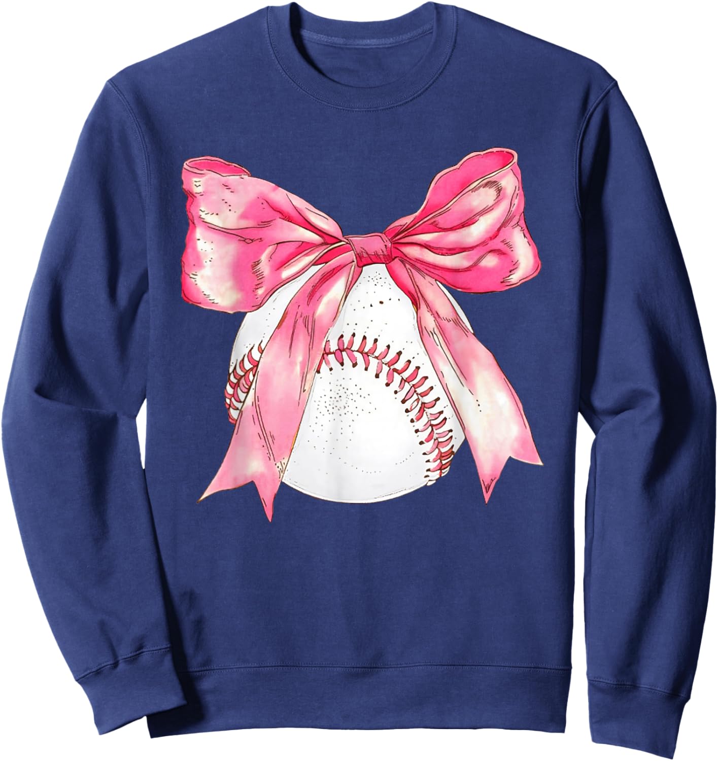 Baseball Mom Coquette Pink Bow Mothers Day Baseball Mama Sweatshirt - Sweatshirt | Navy