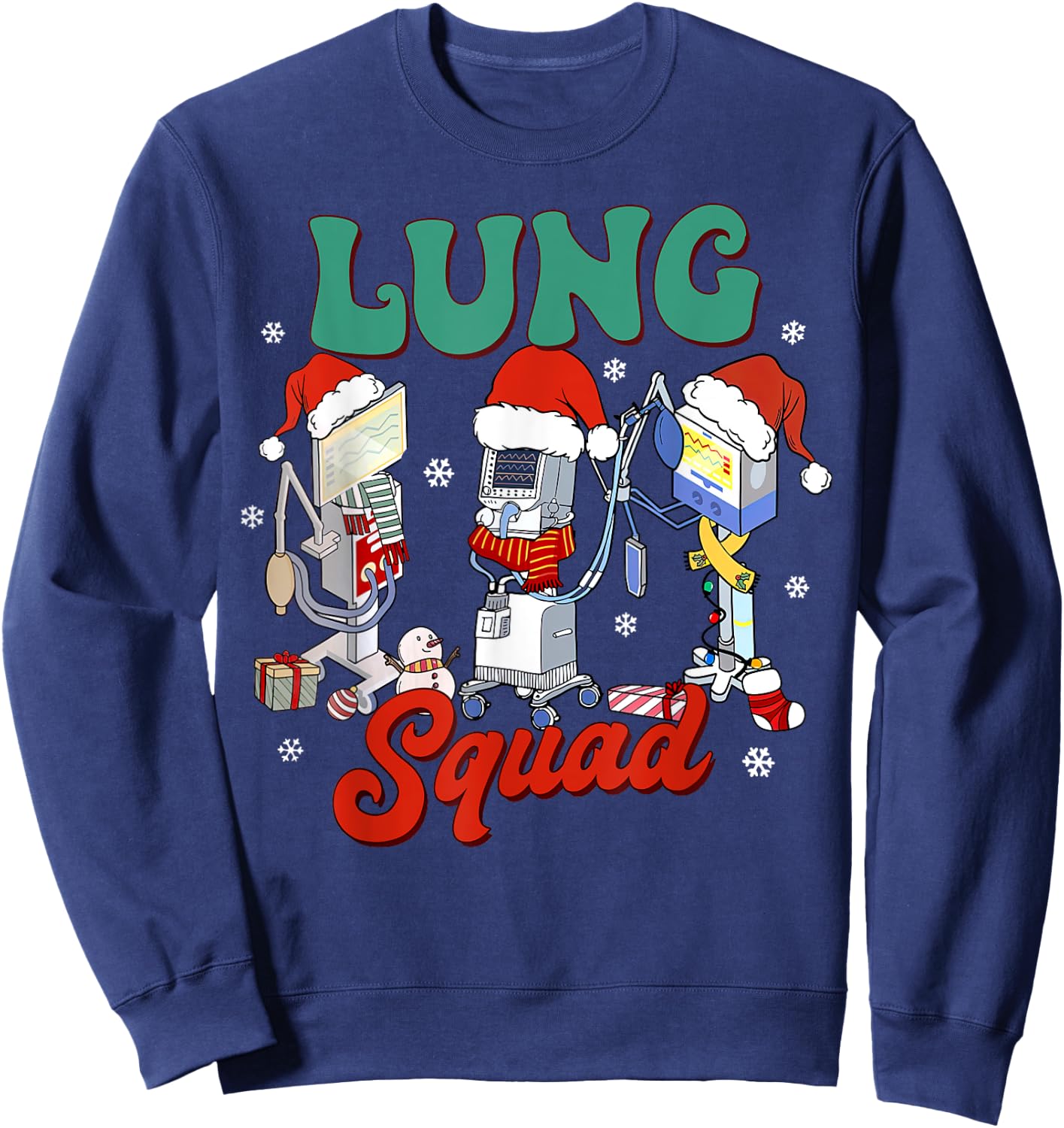 Lung Squad Ventilator Santa Respiratory Therapist Christmas Sweatshirt - Sweatshirt | Navy