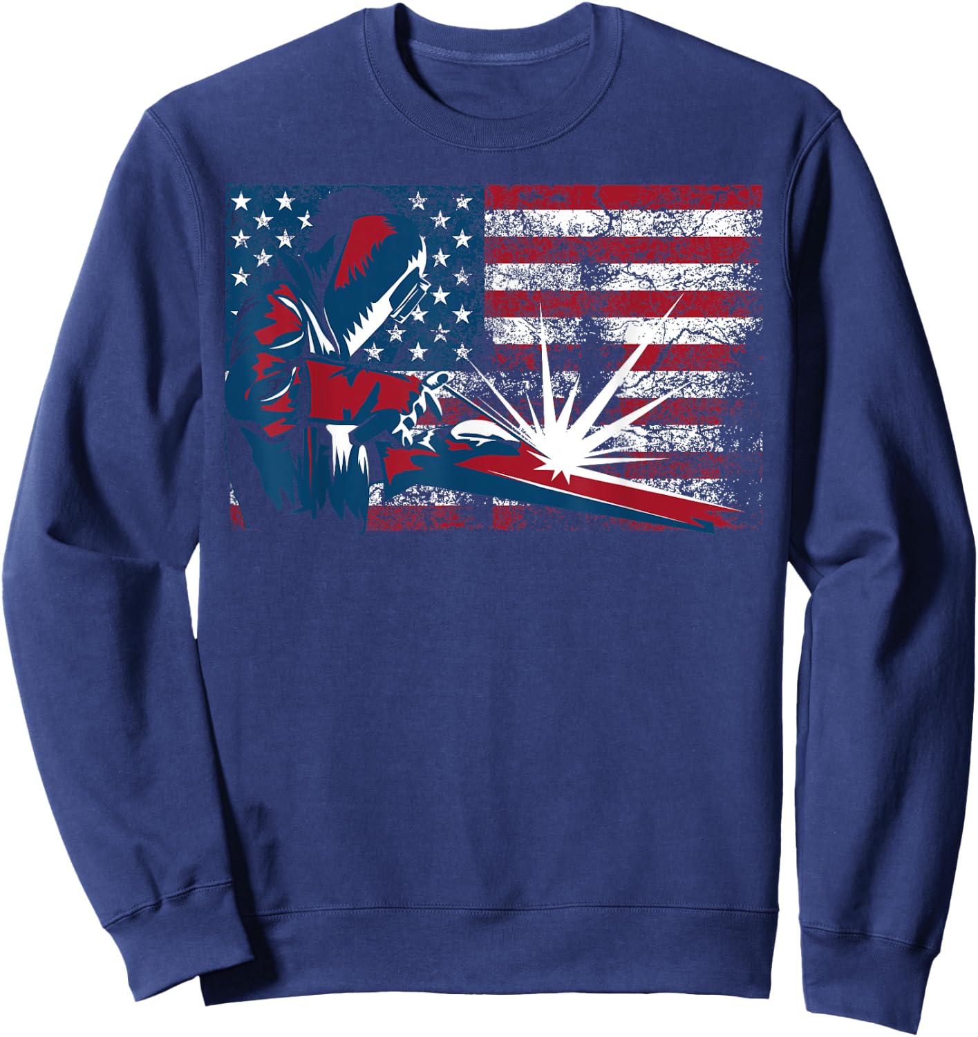 Welder American Flag | Cute Lit Operator Funny US Gift Women Girls Kids Men Sweatshirt - Sweatshirt | Navy
