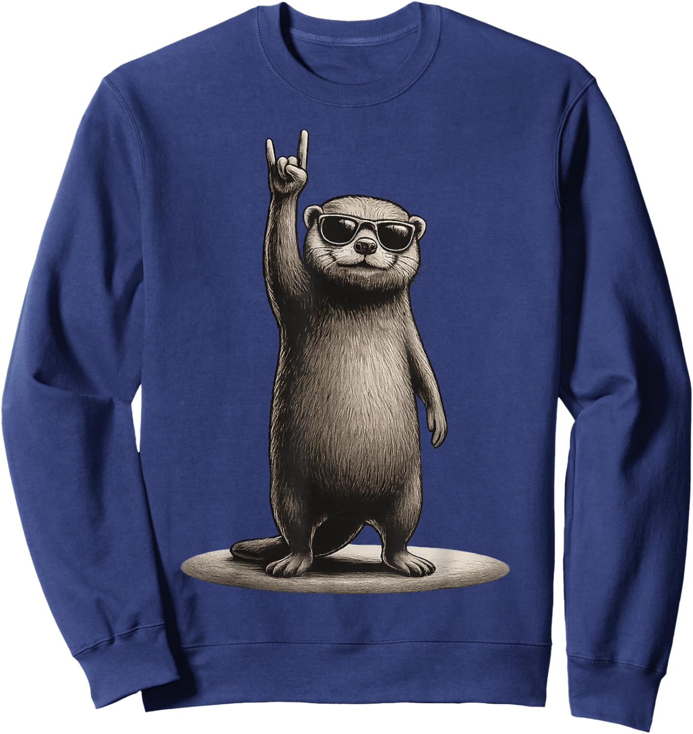 Retro Otter Rock On Music Funny Gift Men Women Boy Girl Kid Sweatshirt - Sweatshirt | Navy