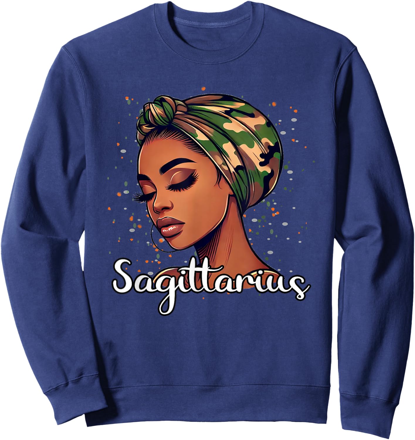 Sagittarius Camo Scarf Black Woman Birthday Sweatshirt - Sweatshirt | Navy