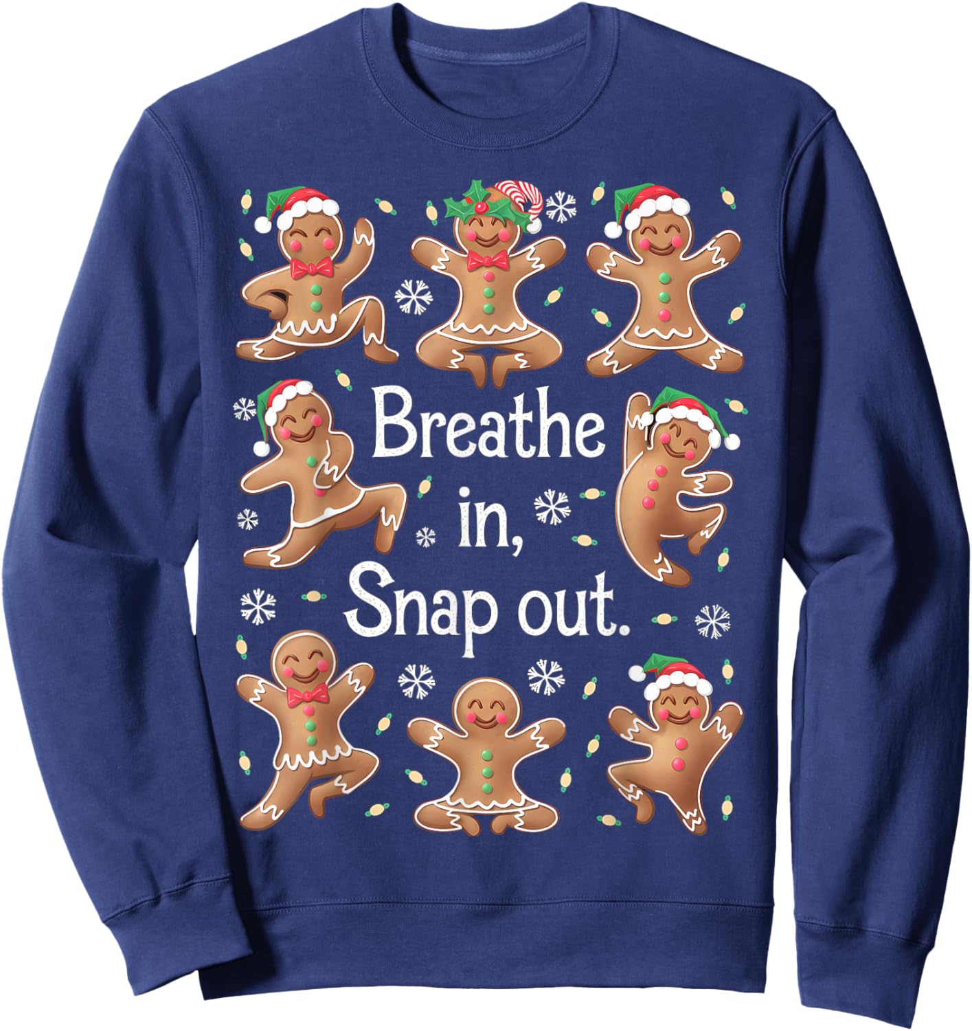 Funny Gingerbread Yoga Pose Christmas Sweatshirt - Sweatshirt | Navy