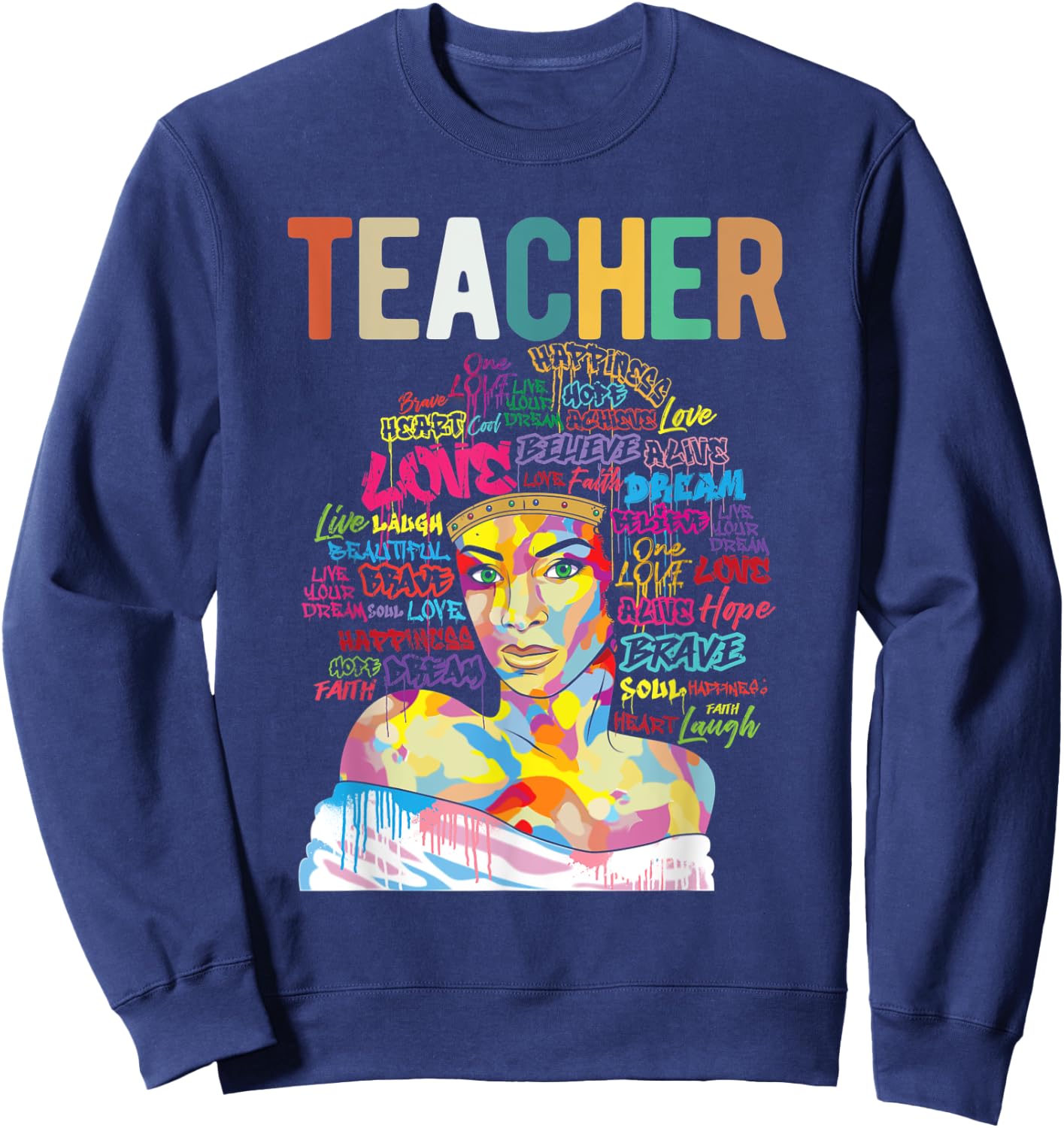 Natural Hair Afro for African American Teachers Gift Sweatshirt - Sweatshirt | Navy