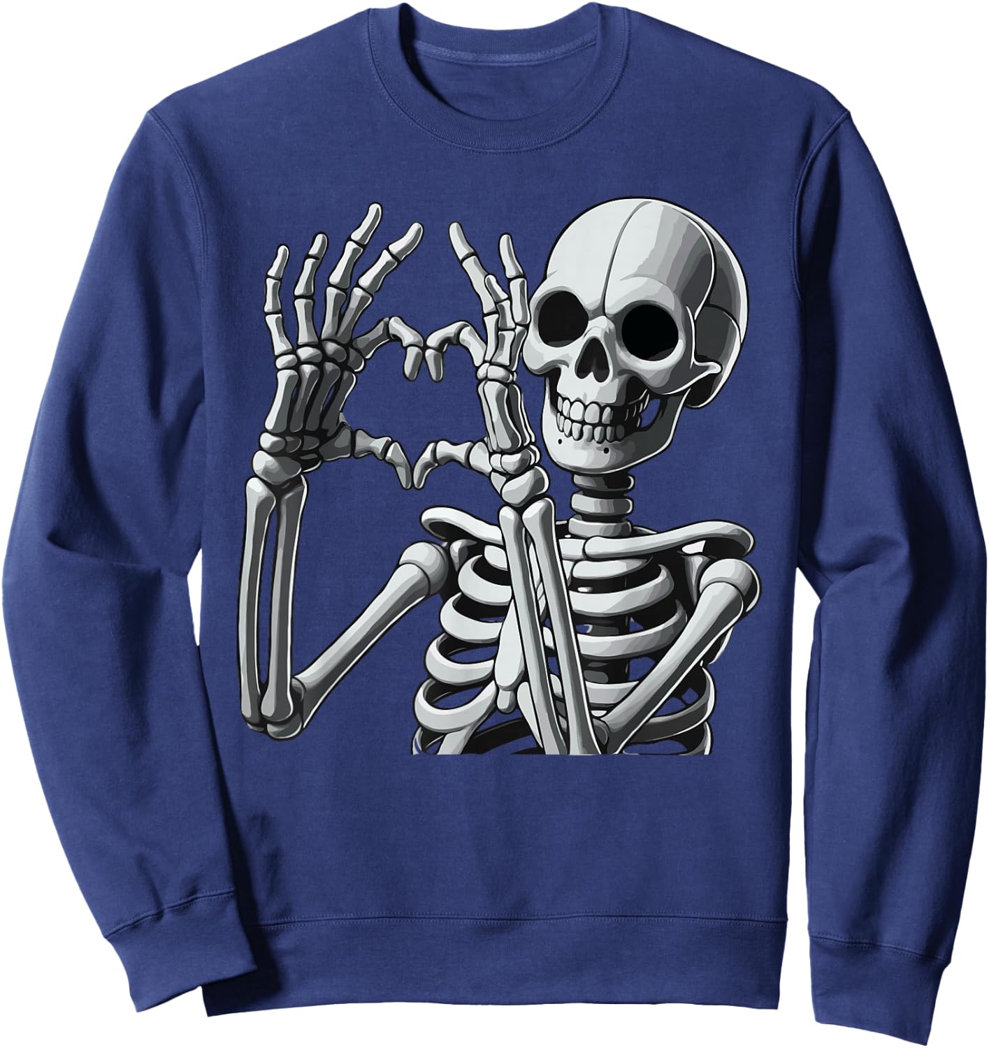 Skeleton Love Hands Halloween Finger Heart Sign Sweatshirt - Sweatshirt | Navy