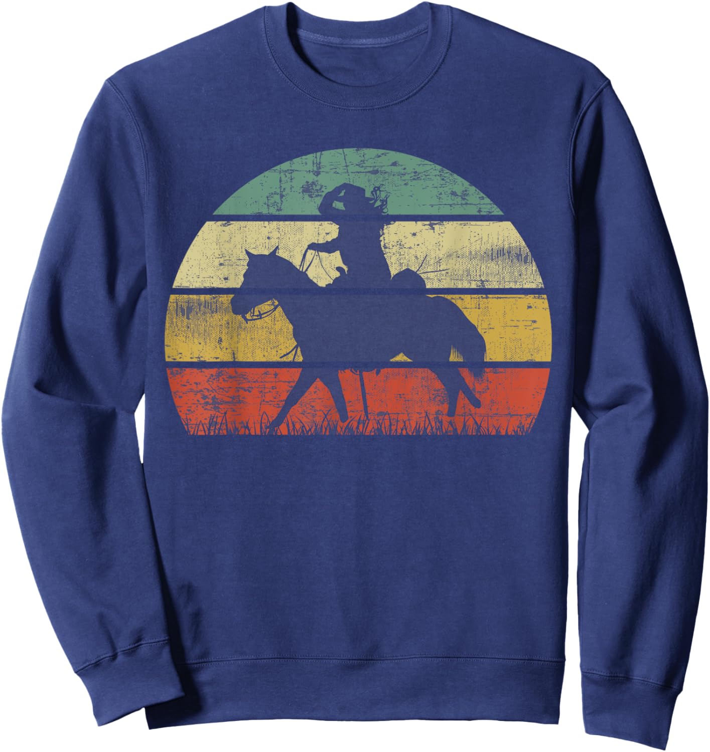 Retro Girl Horse Riding Vintage Cowgirl Texas Ranch Sweatshirt - Sweatshirt | Navy