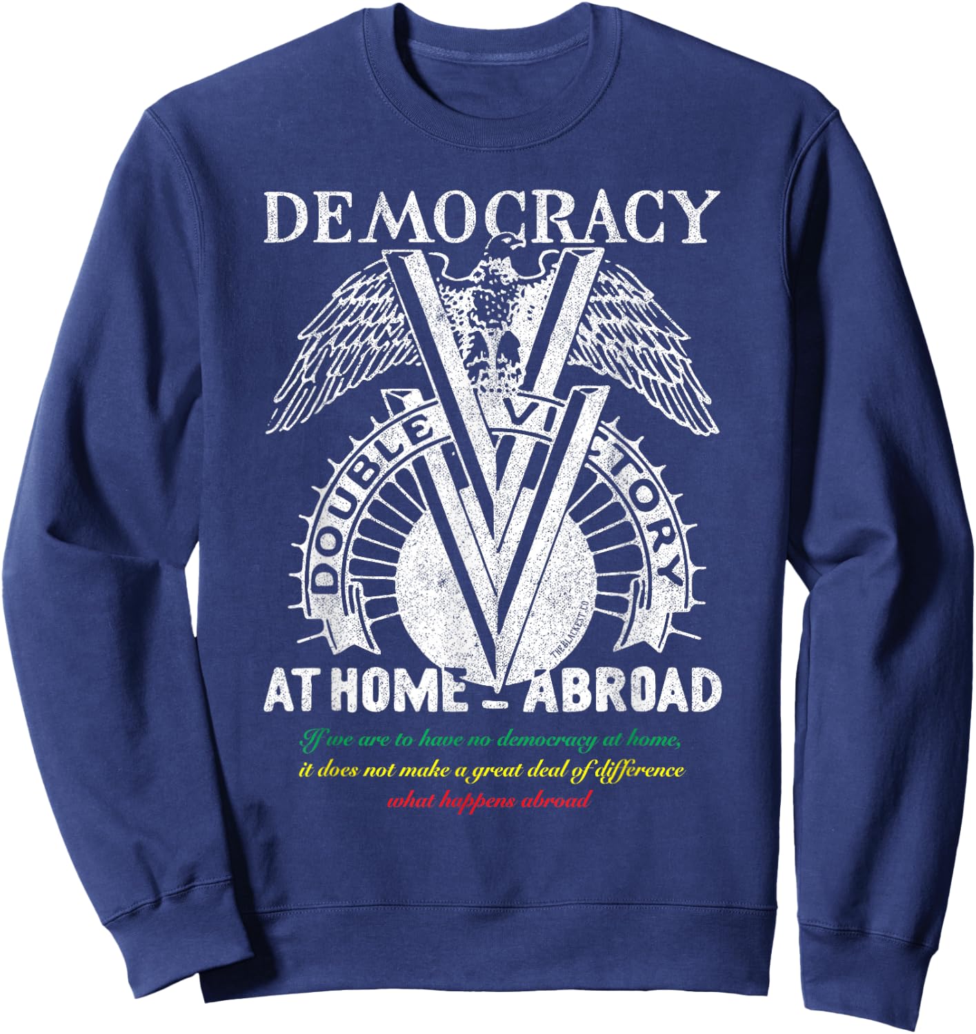 Double V Campaign Retro Vintage Black History Soldiers WWII Sweatshirt - Sweatshirt | Navy