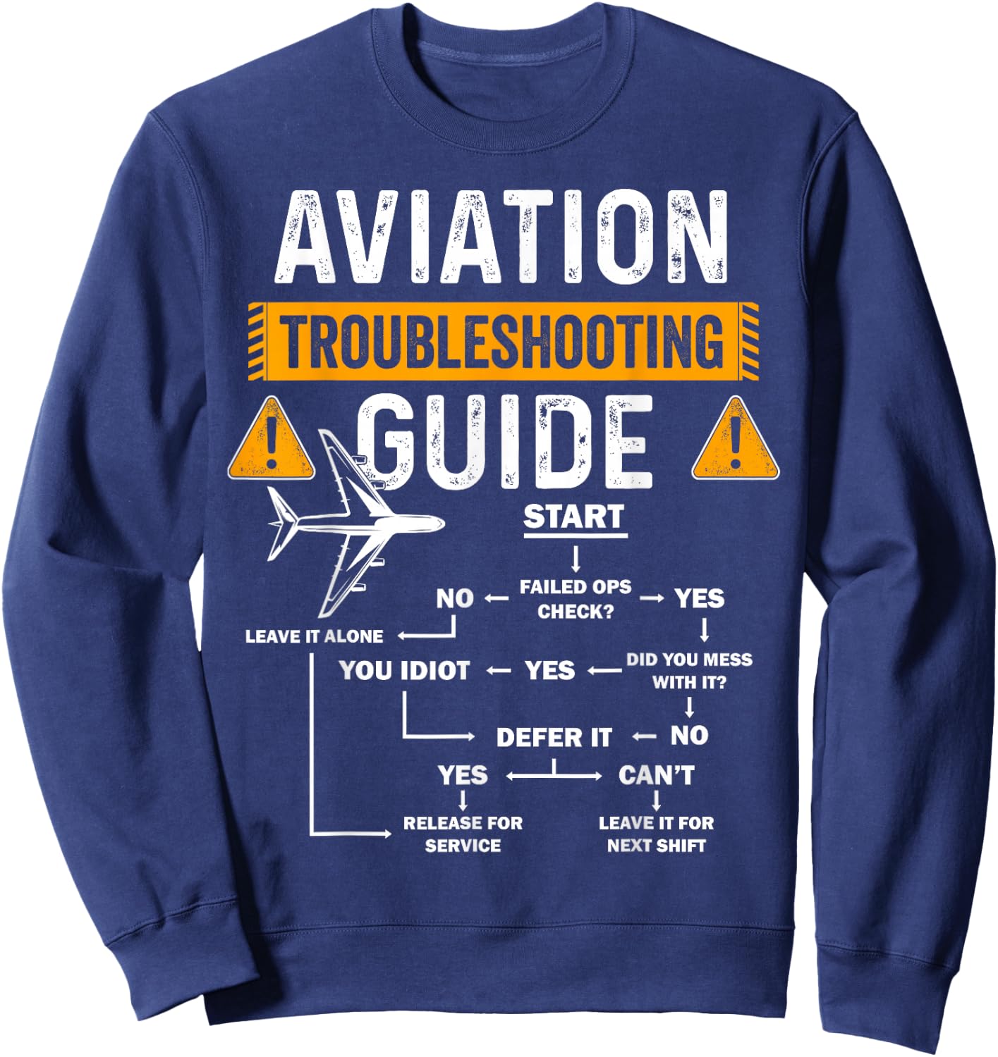 Funny Aviation Troubleshooting Guide Gift Airplane Pilot Sweatshirt - Sweatshirt | Navy