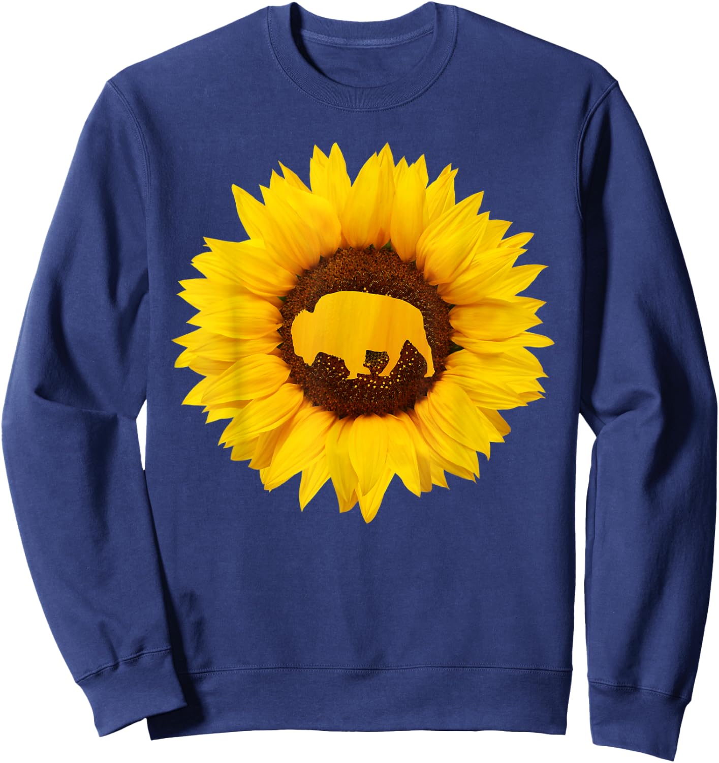 Buffalo Gift Men Tamaraw Bison Sunflower Lover Sweatshirt - Sweatshirt | Navy