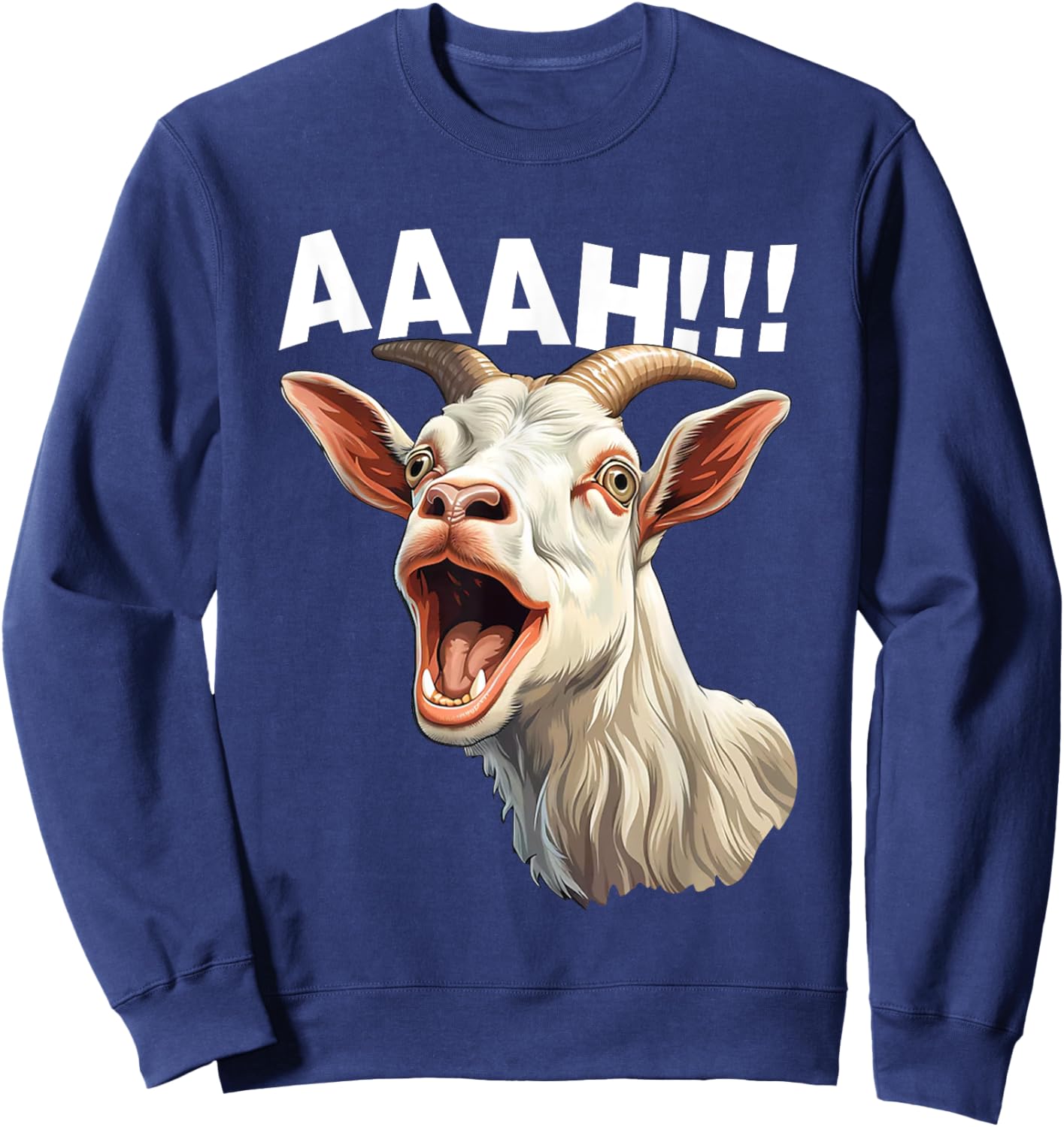 Halloween Screaming Goat AAAH!!! - Funny Crazy Goat Sweatshirt - Sweatshirt | Navy