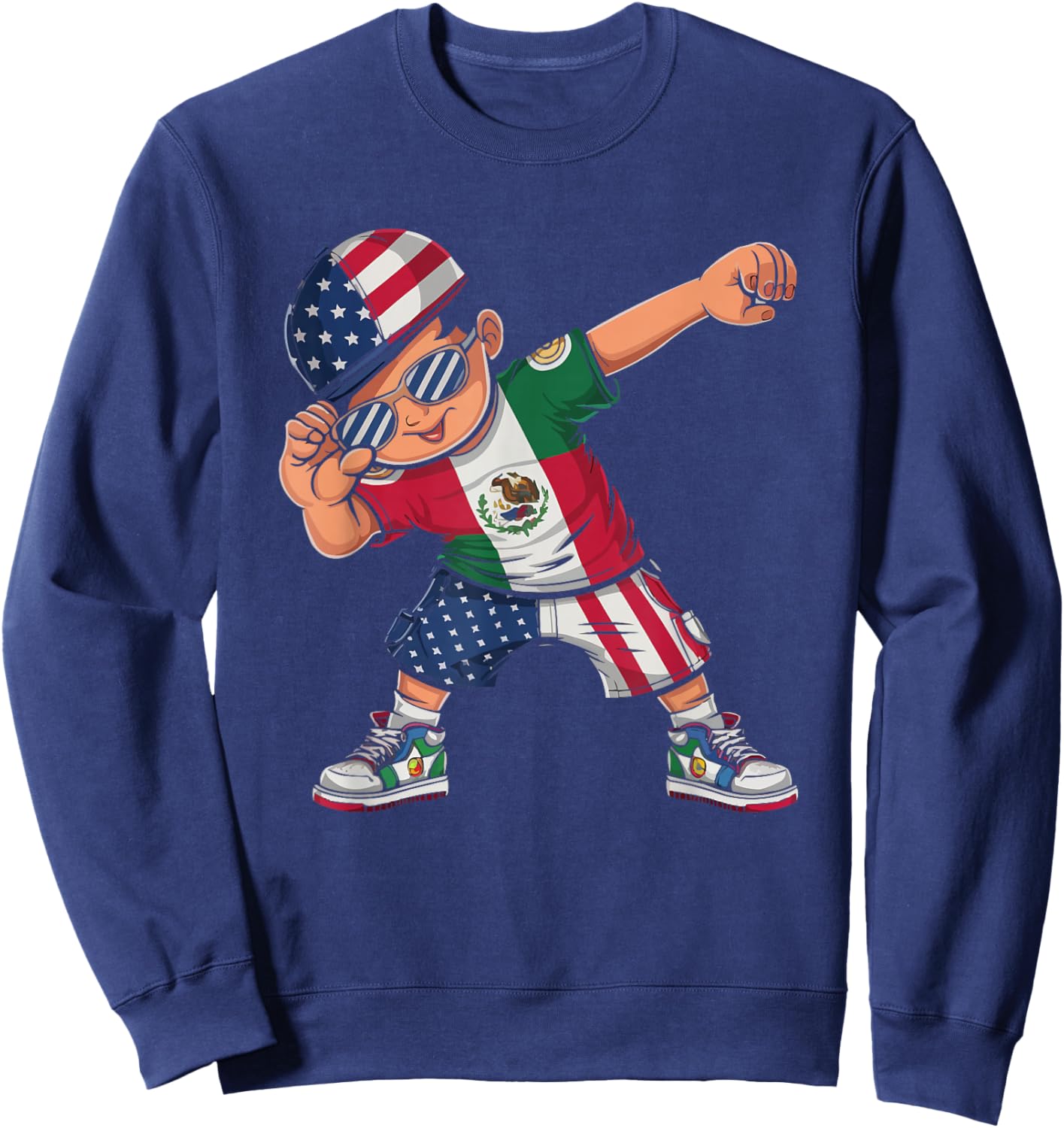 Half Mexican Half American USA Flag Mexico America Sweatshirt - Sweatshirt | Navy
