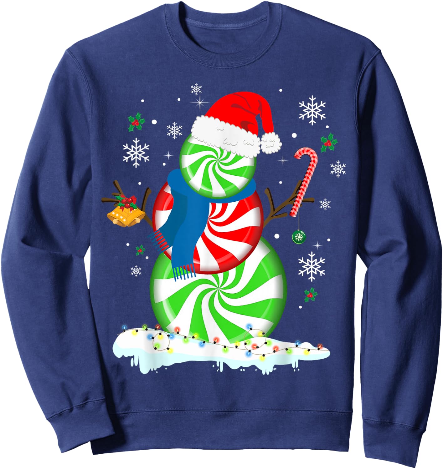 Funny Christmas Shirts Peppermint Candy Snowman Sweatshirt - Sweatshirt | Navy