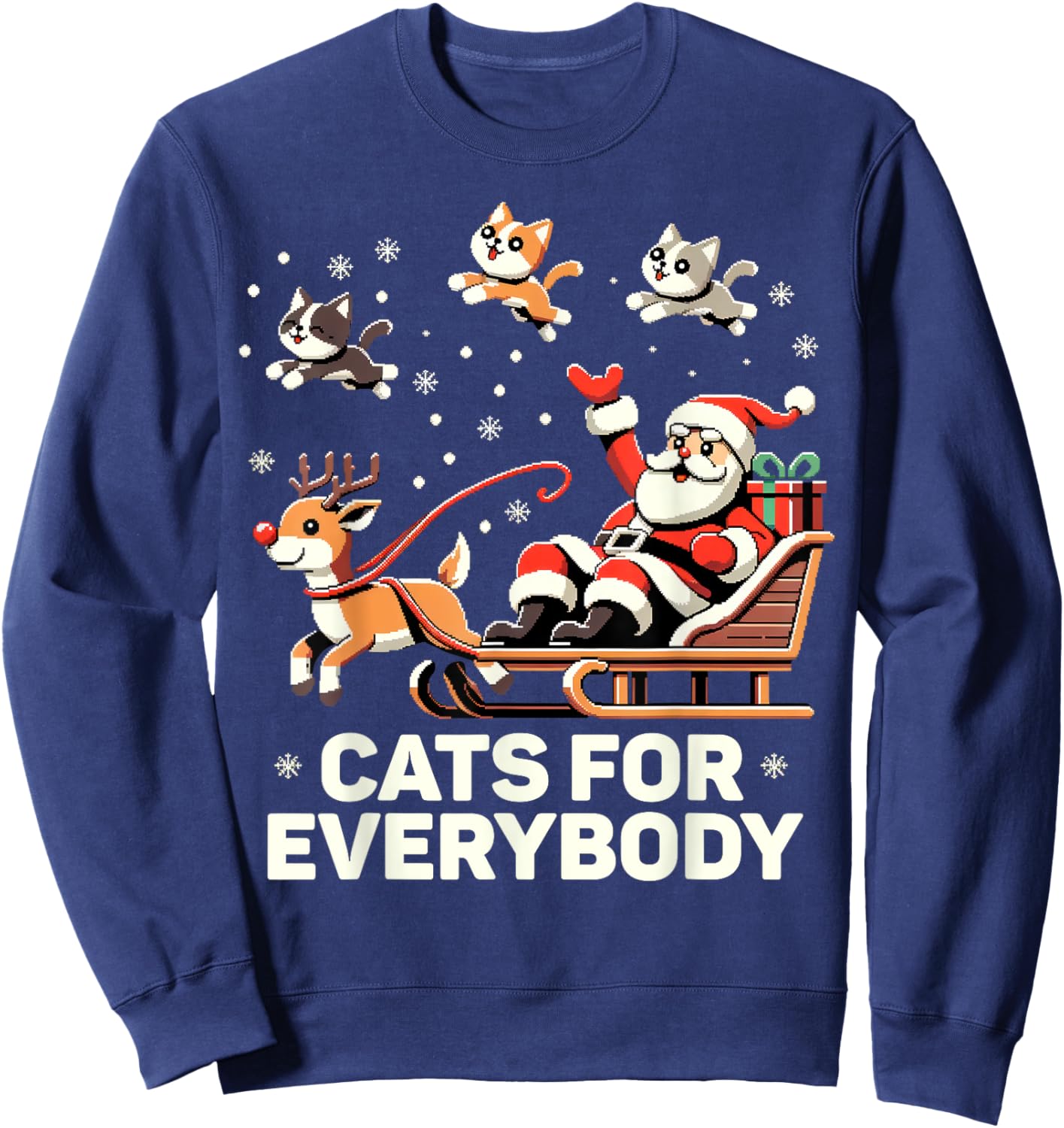 Cats For Everybody - Funny Christmas Cat Xmas Women Santa Sweatshirt - Sweatshirt | Navy
