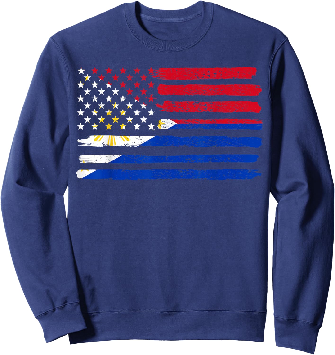 Philippines USA Flag Vintage Sweatshirt - Sweatshirt | Navy