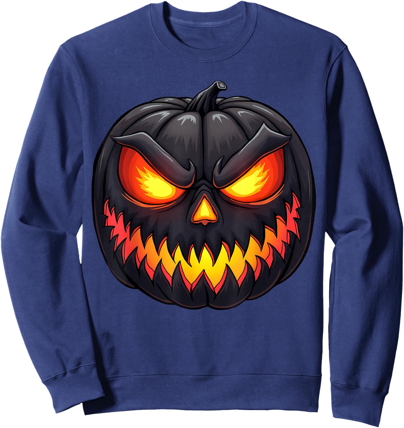 Scary Jack O Lantern Creepy Pumpkin Face Halloween Costume Sweatshirt - Sweatshirt | Navy
