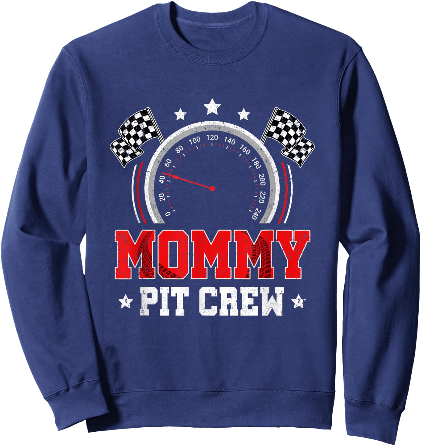 Mommy Pit Crew Race Car Birthday Party Racing Family Sweatshirt - Sweatshirt | Navy
