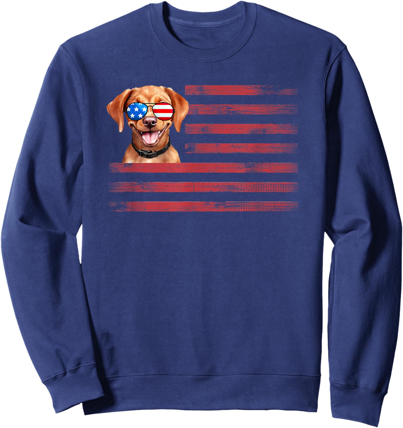 Fox Red Lab Mom Dad Flag Labrador Retriever Sweatshirt - Sweatshirt | Navy