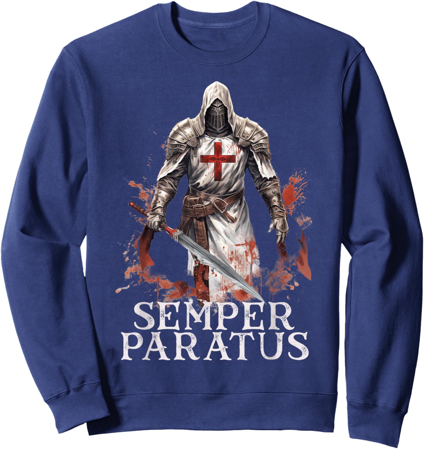 Catholic Knight Templar Crusader Cross Sweatshirt - Sweatshirt | Navy