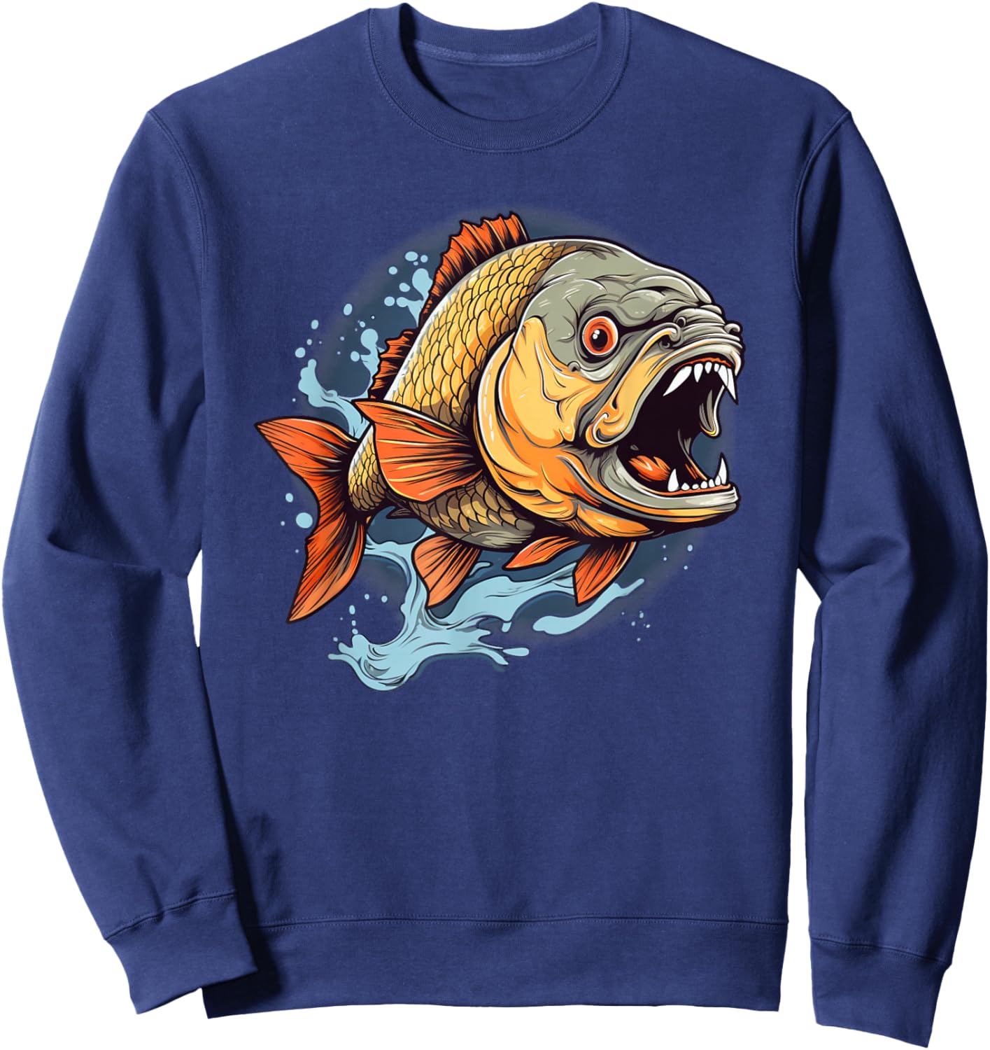 Cool Piranha Lake and Fish Monster Lovers Sweatshirt - Sweatshirt | Navy