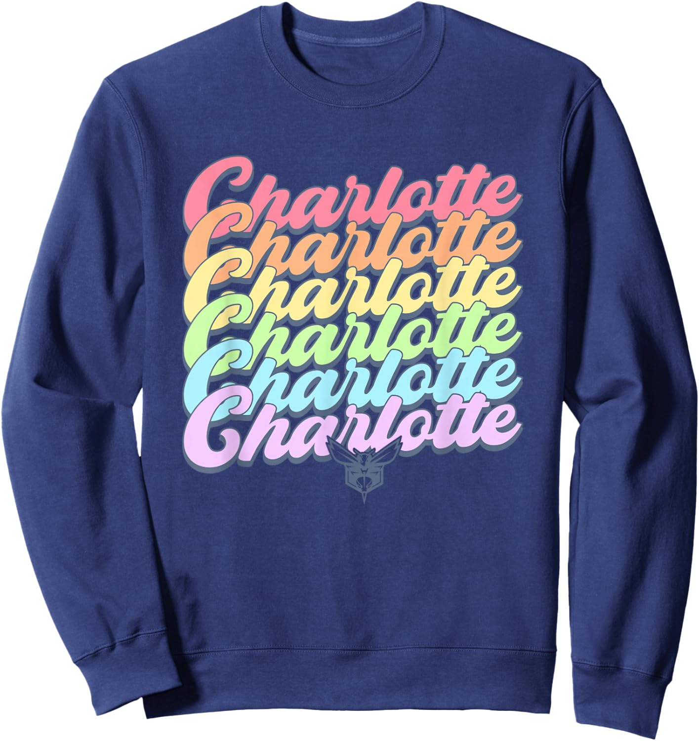 NBA Charlotte Hornets Pastel Rainbow Pride Stack Sweatshirt - Sweatshirt | Navy