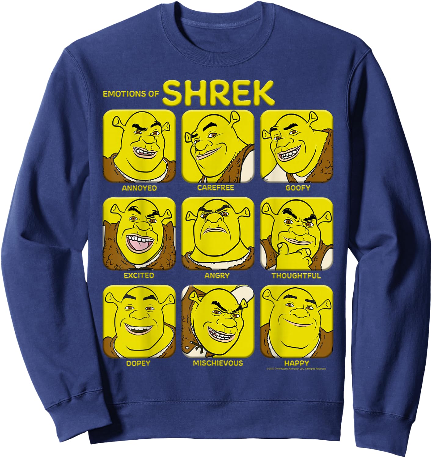 Shrek Emotions of Shrek Box Up Sweatshirt - Sweatshirt | Navy