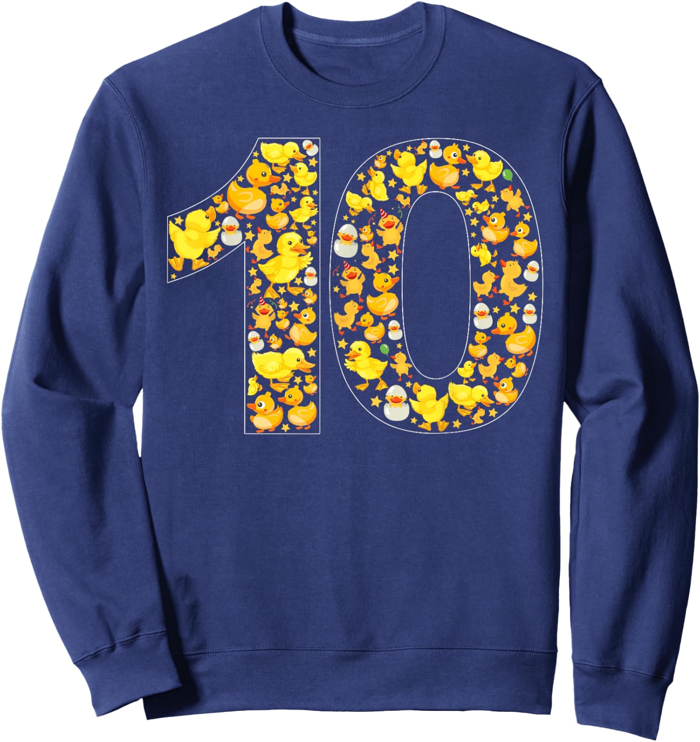 10th Birthday Cute Duck Theme 10 Year Old Boy Girl Birthday Sweatshirt - Sweatshirt | Navy