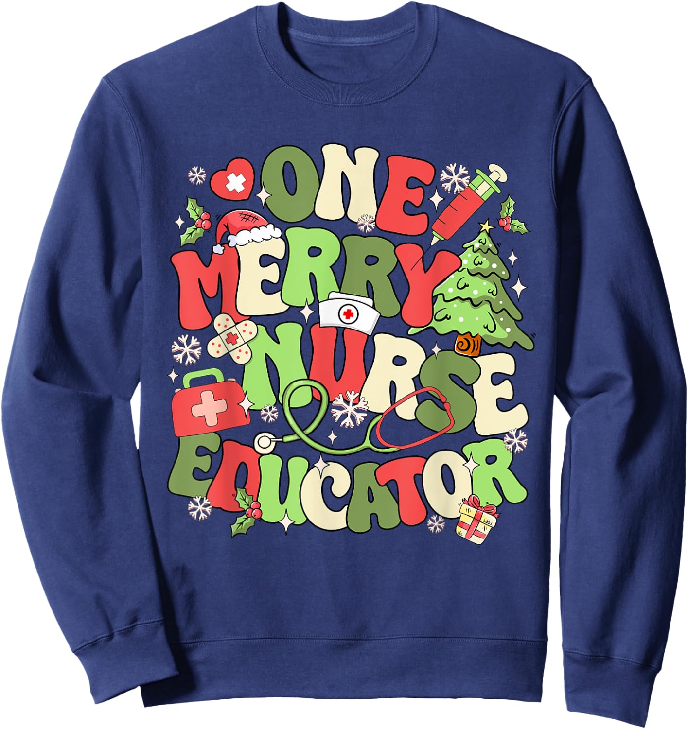 Nurse Educator Christmas Nursing School Sweatshirt - Sweatshirt | Navy