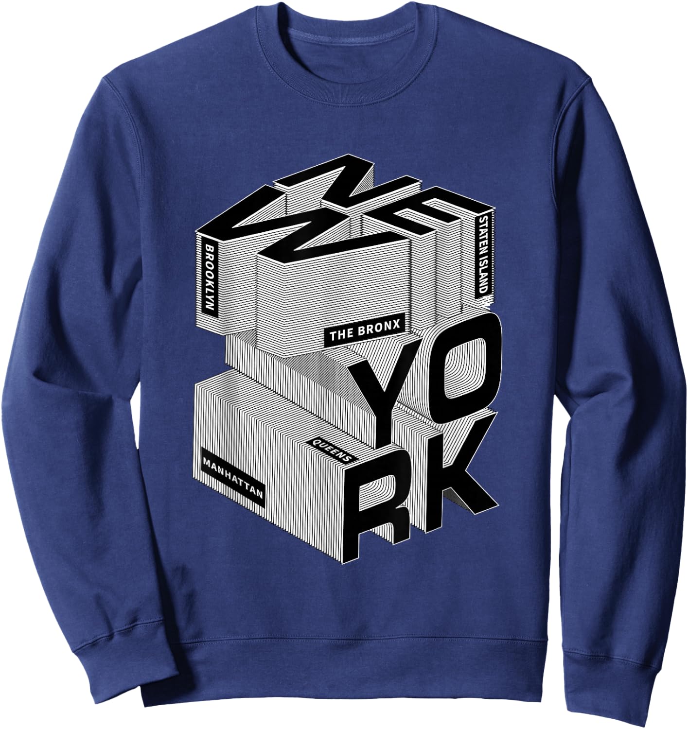 Mara Closet -Adults New York City Five Boroughs Urban Typography , Black, Small, Short Sleeve Sweatshirt - Sweatshirt | Navy