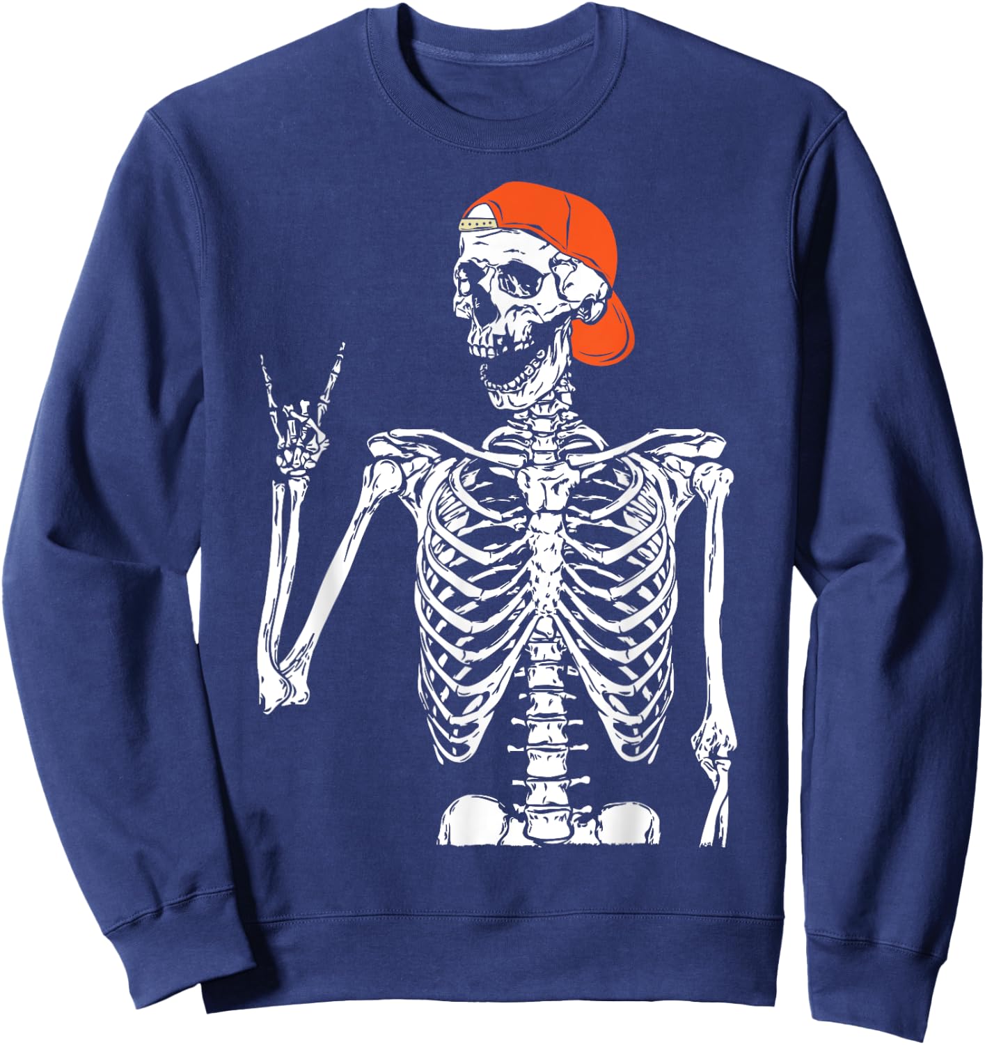 Rocker Skeleton Hand Rock On Costume Funny Halloween Gifts Sweatshirt - Sweatshirt | Navy