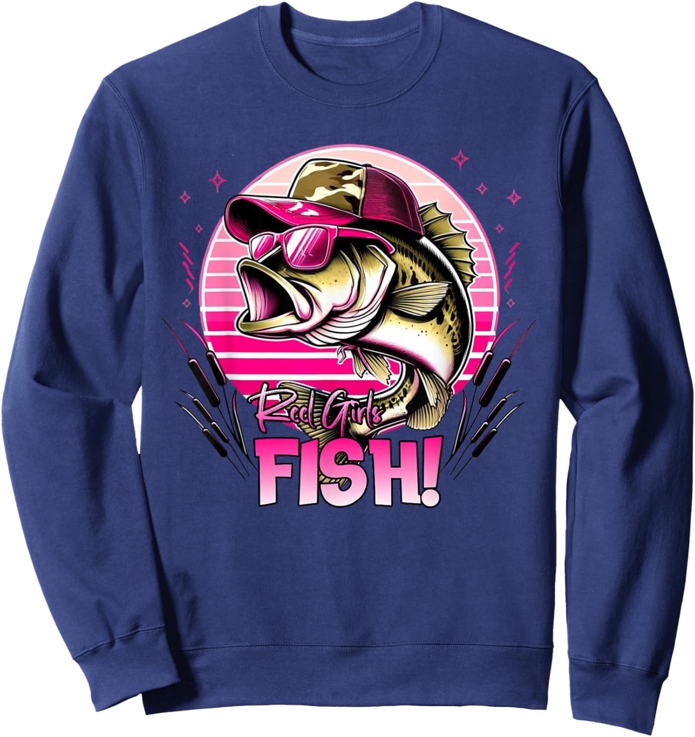 Fishing Women's Reel Girls Fish Fishing Girls That Like Pink Sweatshirt - Sweatshirt | Navy