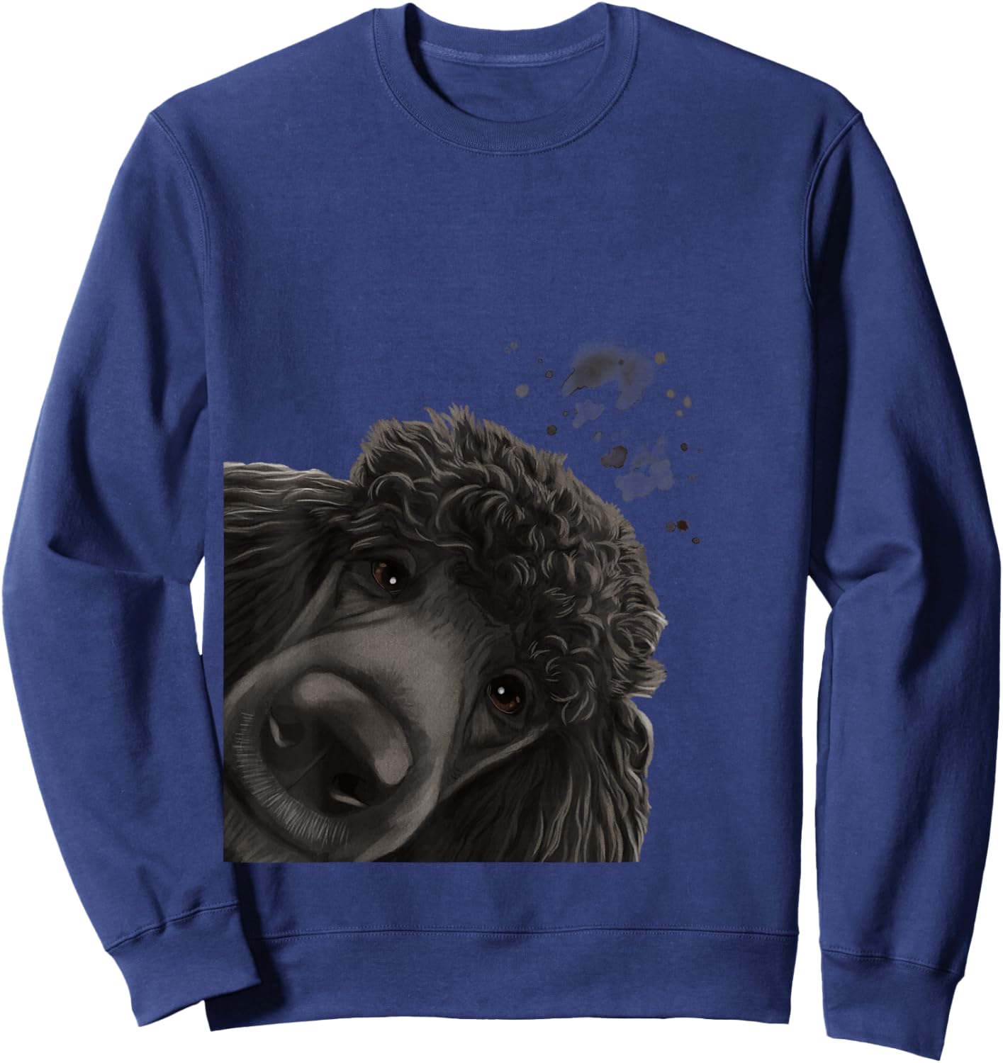 Funny Curious Dog Black Standard Poodle Sweatshirt - Sweatshirt | Navy