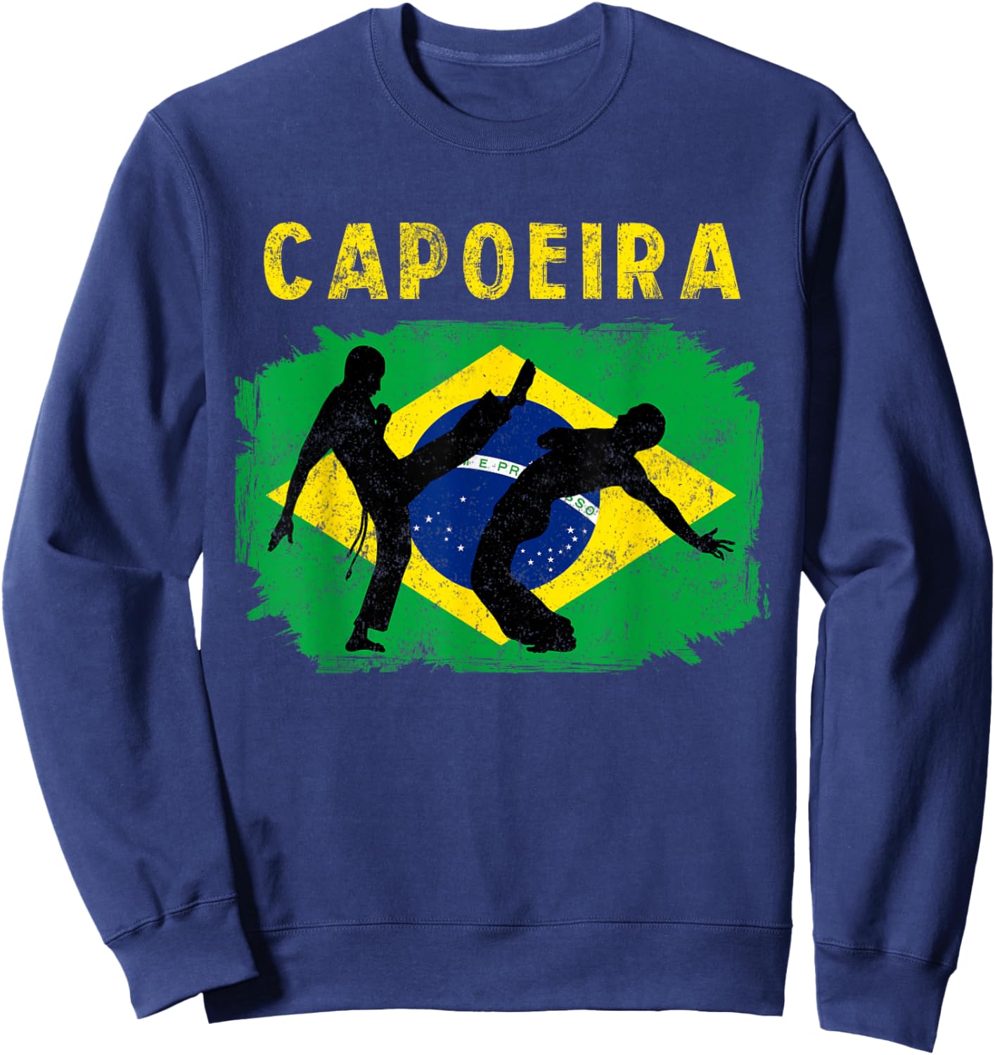 Vintage Capoeira Brazilian Flag Martial Arts Dance Fighter Sweatshirt - Sweatshirt | Navy