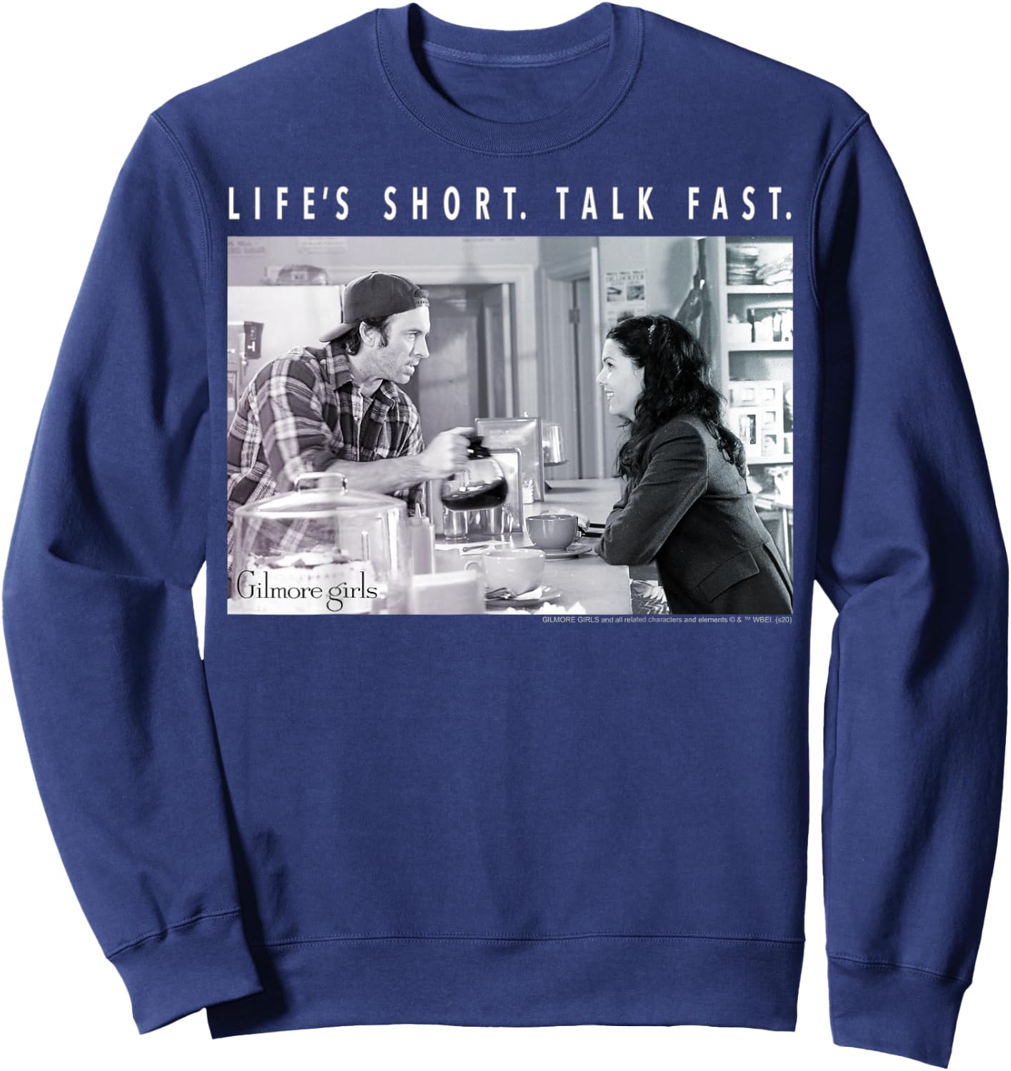 Gilmore Girls Luke And Lorelai Life's Short Talk Fast Sweatshirt - Sweatshirt | Navy