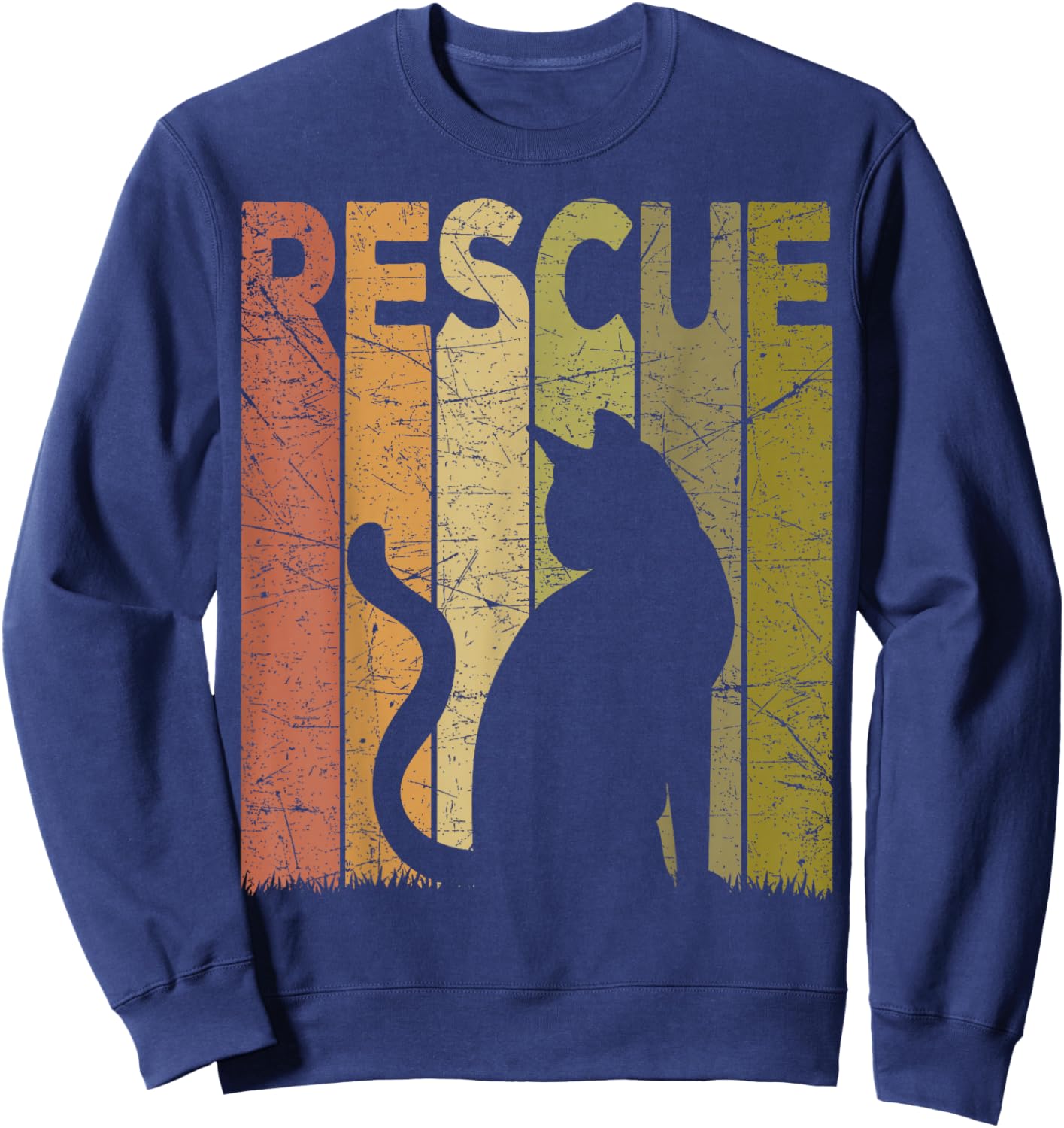 Cat Rescue Vintage Cat Rescuer Retro Cat Rescue Women Girls Kids Sweatshirt - Sweatshirt | Navy