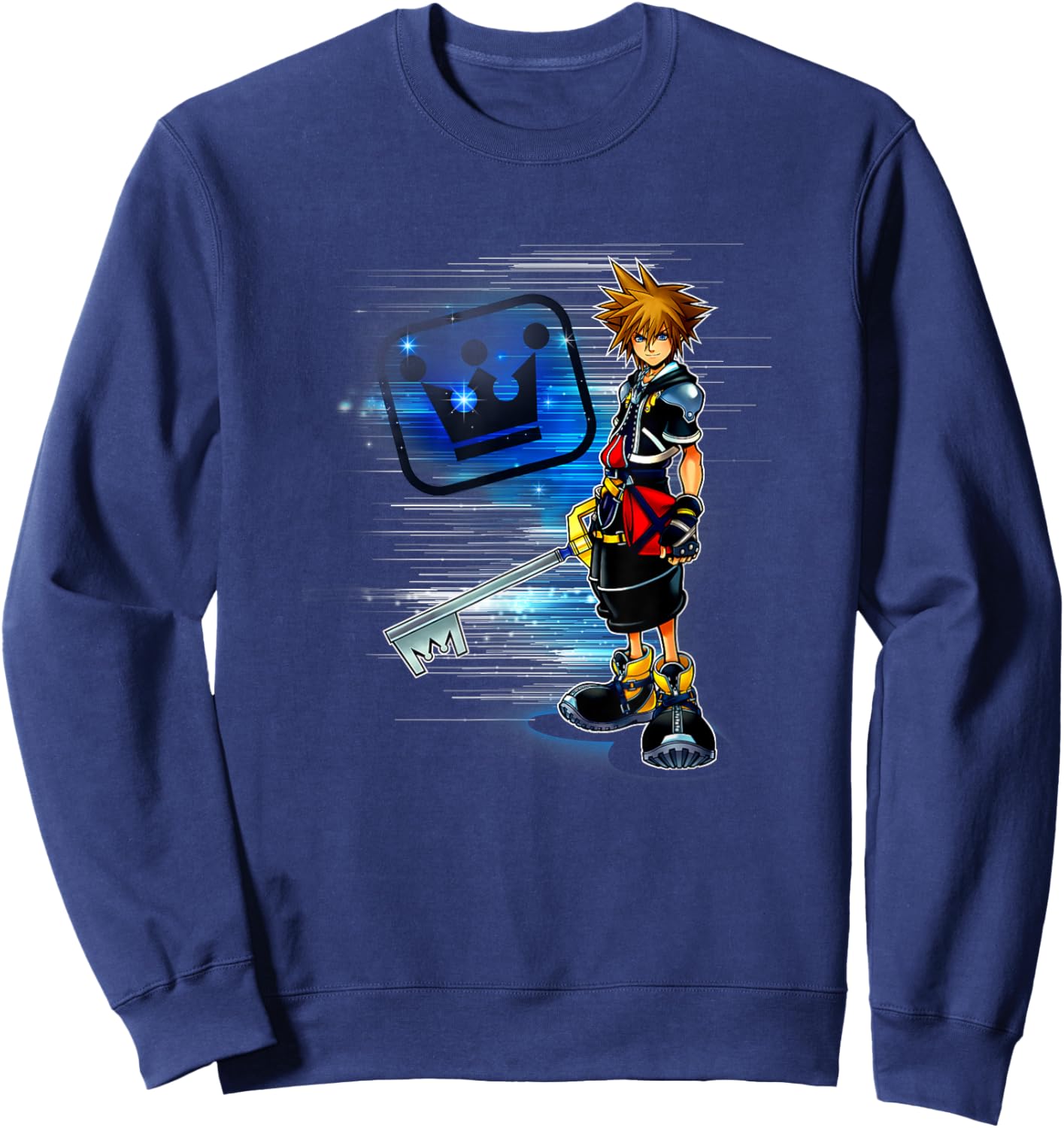 Disney Kingdom Hearts Sora Shiny Speed Dash Chest Portrait Sweatshirt - Sweatshirt | Navy