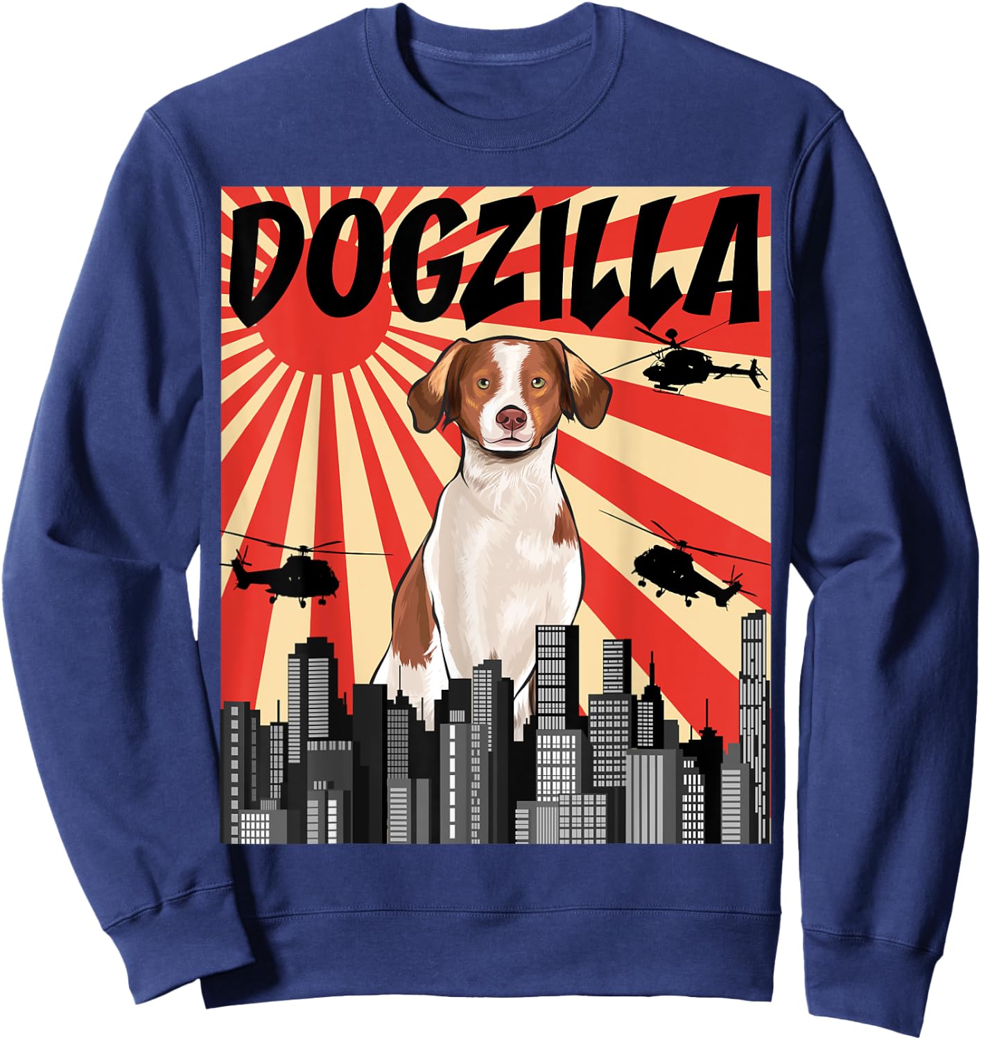 Funny Retro Japanese Dogzilla Brittany Sweatshirt - Sweatshirt | Navy